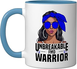 FMD Warrior Unbreakable FMD Survivor Foot and Mouth Disease Ceramic Mug, Blue/White