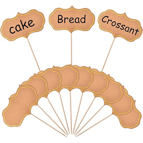 ALINK 50 Pcs Cheese Markers for Charcuterie Board Buffet Labels Food Tags Blank Toothpick Flags Appetizer Signs Chalkboard Cupcake Toppers Picks for Wedding Birthday Party Decorations - Brown
