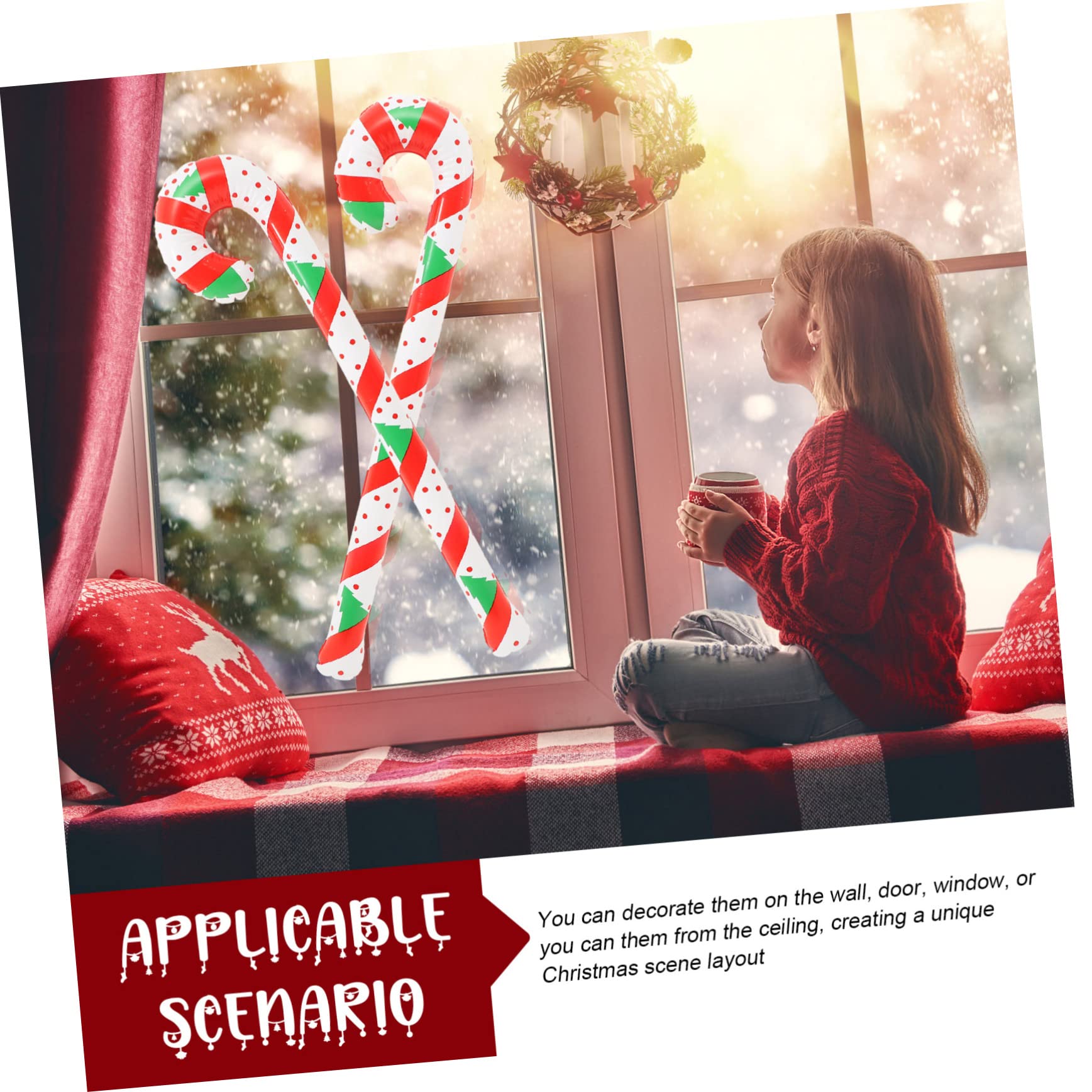 VICASKY 4 Palloncini Gonfiabili Di Zucchero Natalizi in Pvc 90 Cm, Decorazioni Natalizie Portatili Per Feste Di Compleanno Ragazzo Ragazza, Decorazioni Di Caramelle Per Esterni Ed Interni