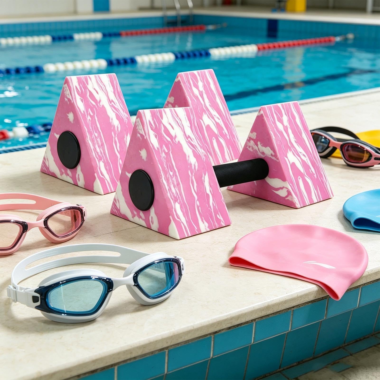 Pesi da piscina per aerobica in acqua, manubri triangolari, attrezzature per allenamento fitness, manubri per fiume, lago, spiaggia, cortile, palestra all'aperto a casa