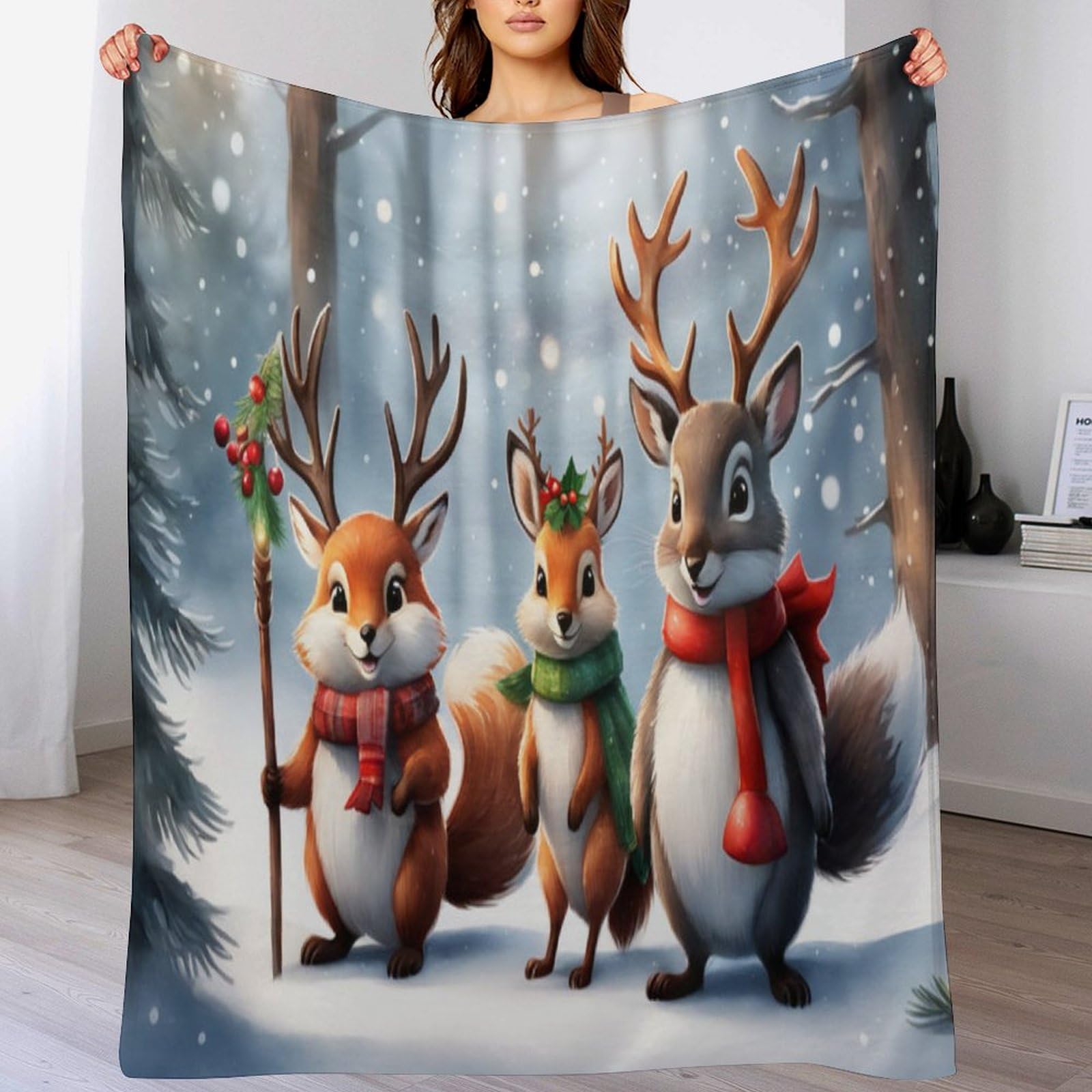 Manta de ardilla mullida con acabado Premium en franela térmica supersuave de 130x150cm