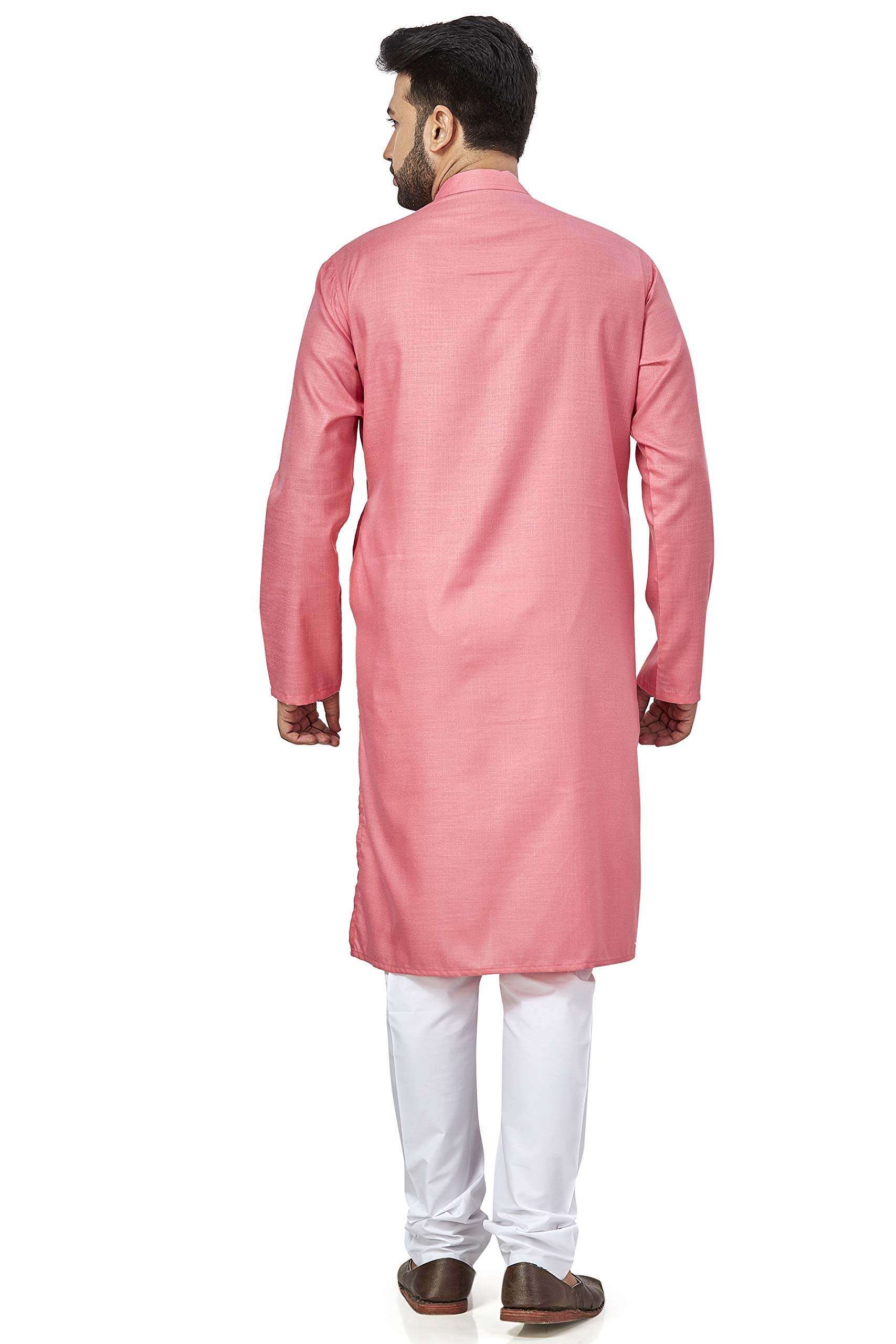 Be Active Men's Cotton Solid Regular Fit Kurta (Rfsk0001 5-Xl_Pink-3