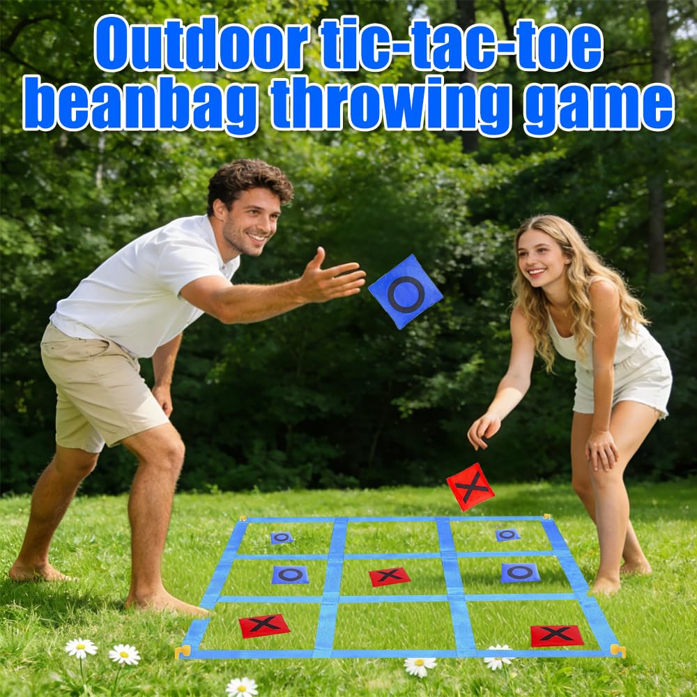 Mineup Riesiges Tic Tac Toe, Giant Tic Tac Toe Game, Sitzsack-Wurfspiele für Kinder und Erwachsene, Outdoor-Spielset für Garten, Strand, Camping, Familienfest, Kindergeburtstag Karnevals Spiele