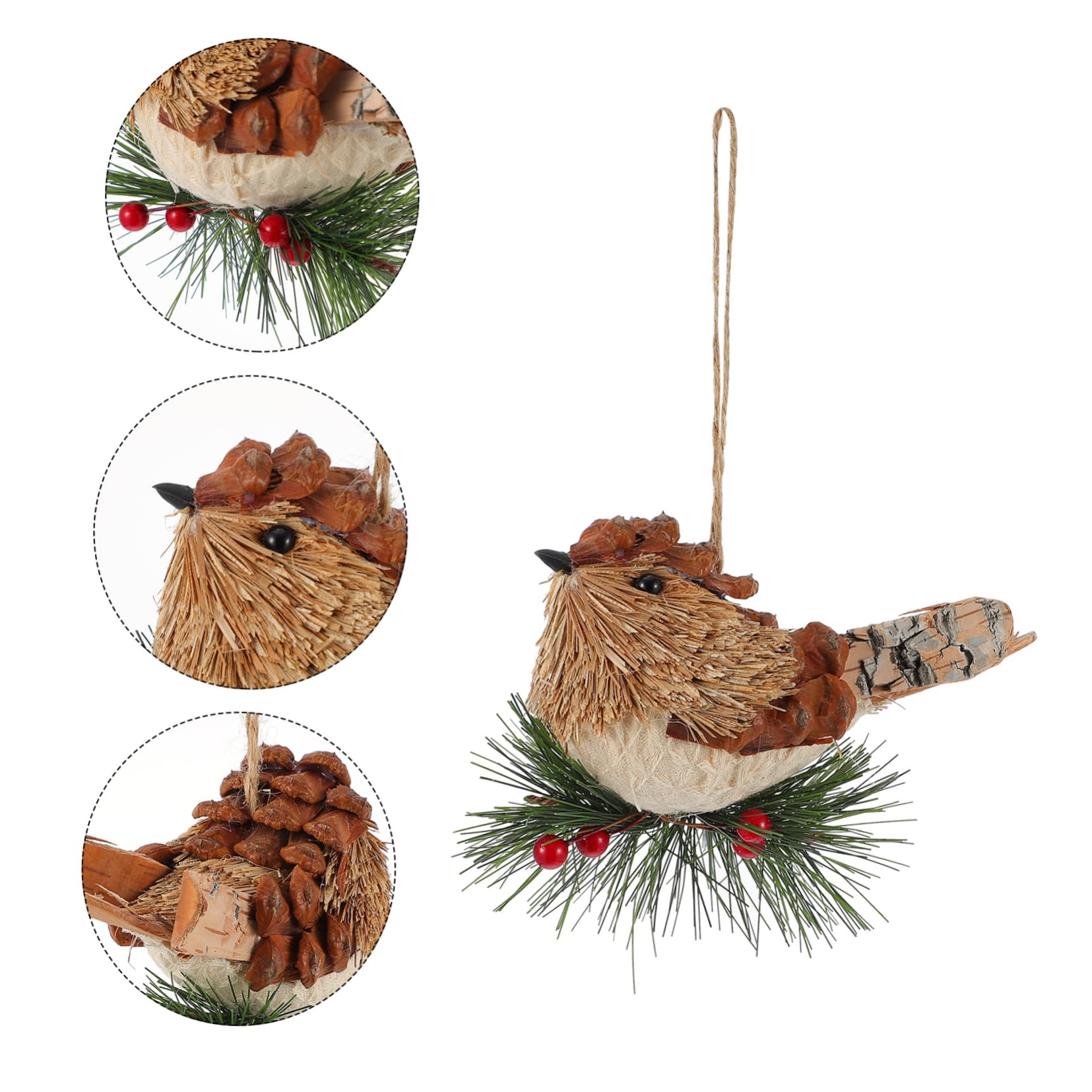 Alipis 4 Pz Ciondolo Uccellino Di Paglia Bolle 'albero Di Natale Ciondolo Da Appendere All'albero Di Natale Finto Di Pendente ' Di Paglia Di Legno