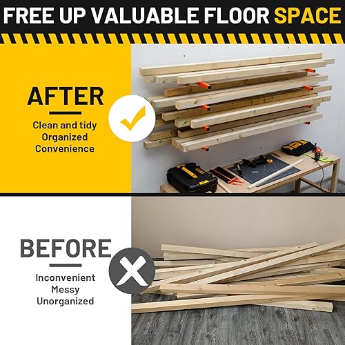 Miniatura 5 de YYR Organizador de madera y estante de almacenamiento de madera, estante de metal resistente con 4 niveles que soporta hasta 800 libras, uso en