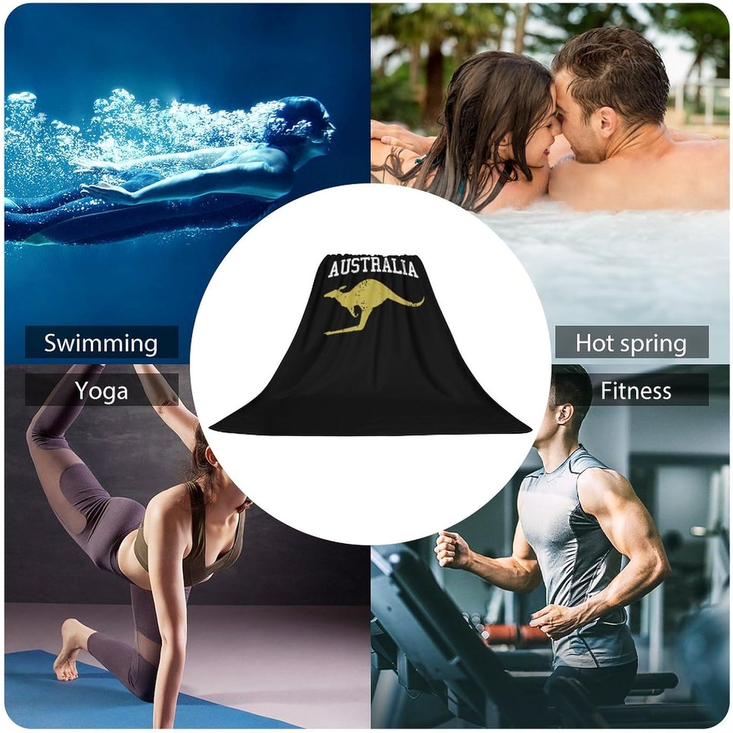 Australia Kangaroos Bath Towels Absorbent Washcloths Multipurpose Pool Towel for Gym Spa Beach