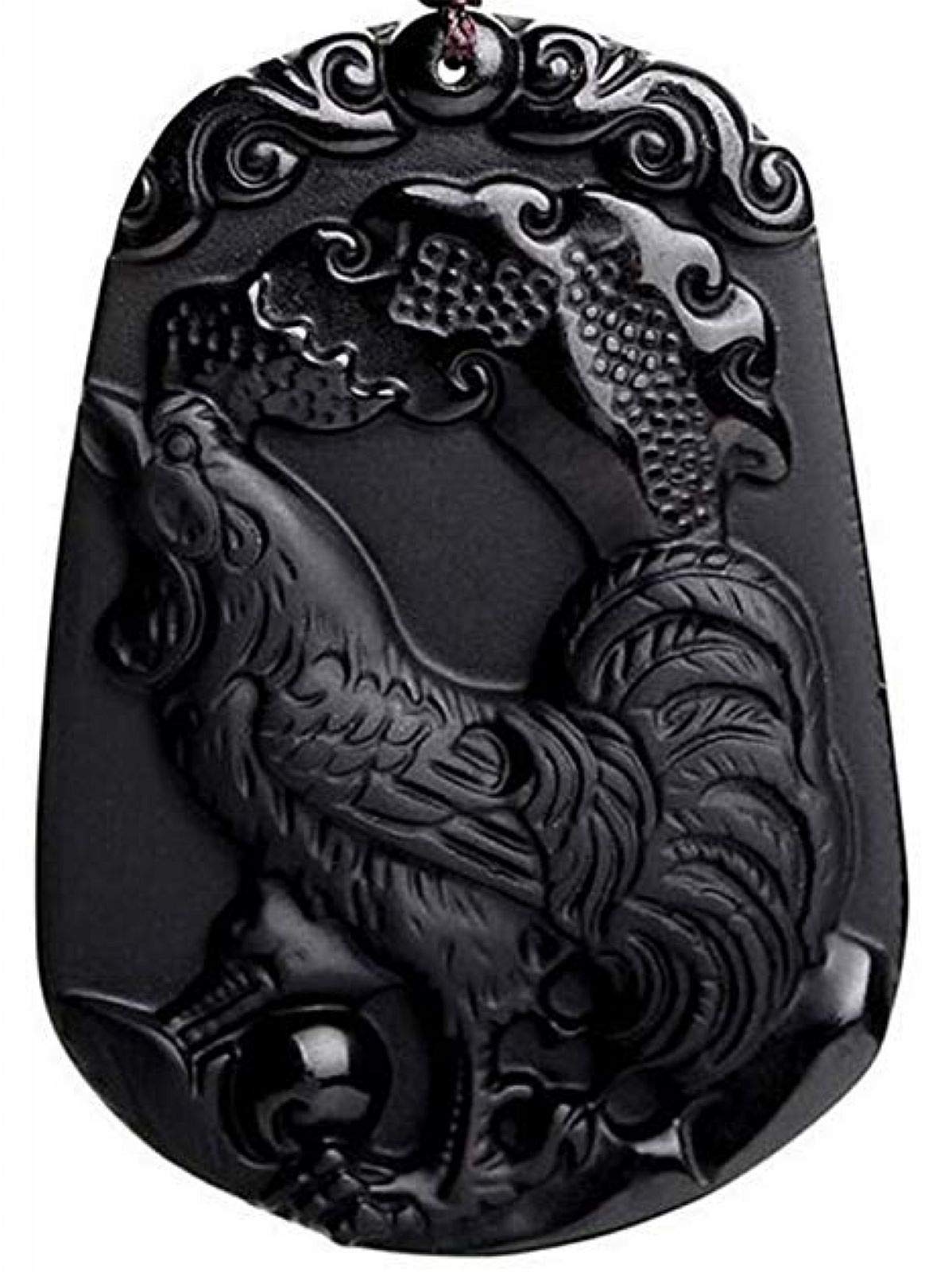 Natural obsidian bead Chinese zodiac Amulet zodiaca animals necklace with adjustable bead chain