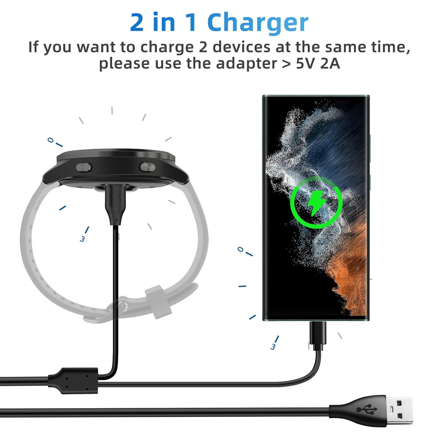 kissmart charger cable for garmin forerunner 55 255 245 745 955 945 935 45 45s approach s10 s12 s40 s42 s60 fenix 7 7s 7x vivoactive 3 4 4s instin