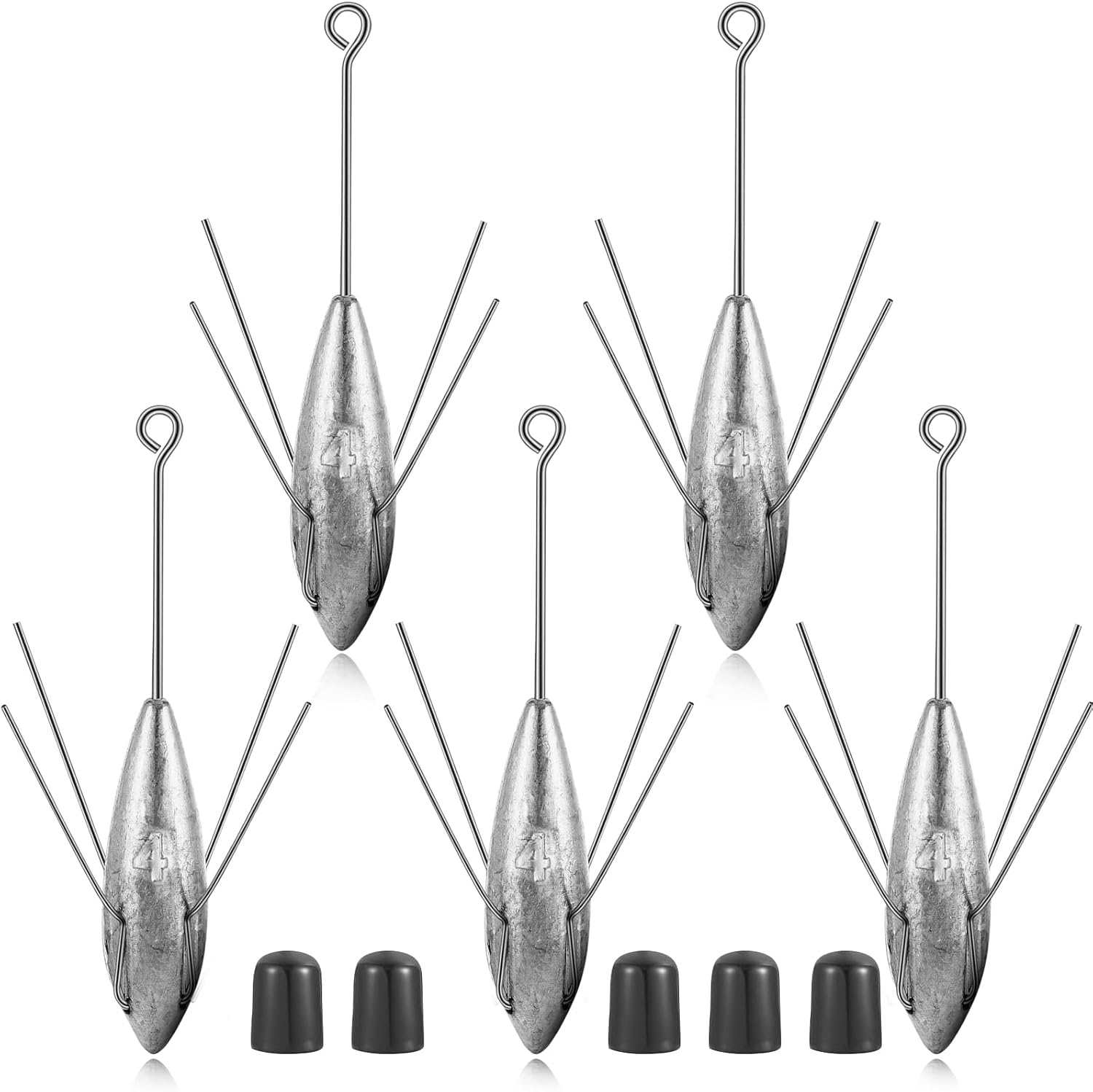 5 Pcs Sputnik Sinkers Surf Fishing Weight, Fishing Equipment Long Tail Fishing Weights Saltwater Surf Casting Sinkers,Fishing Weights Sinkers Spider Weights Surf Casting Sinkers
