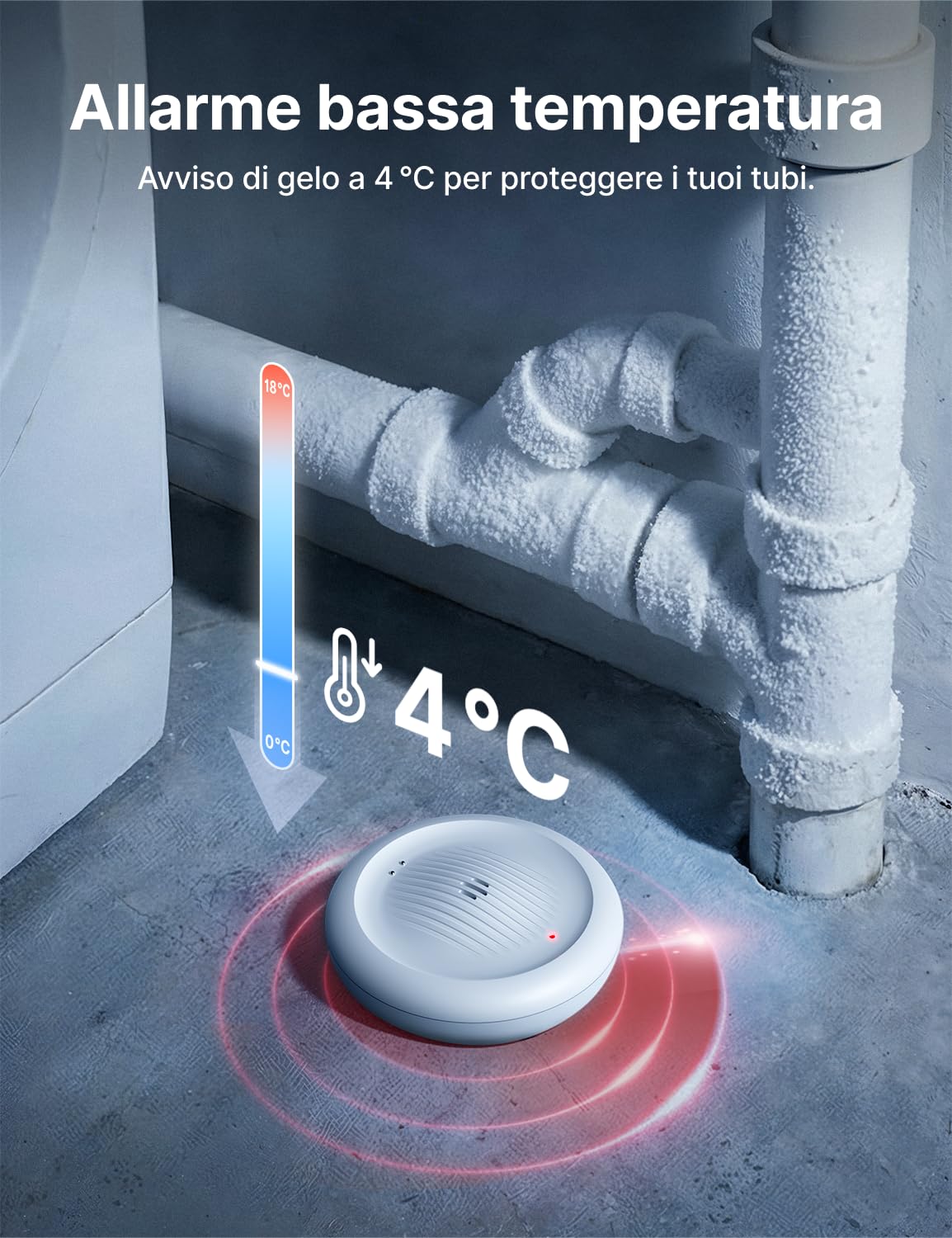 X-SENSE Rilevatore 2-in-1 Acqua e Freddo WiFi: Allarme perdite d‘acqua e gelo per cucina, bagno, cantina. Notifiche App, 110 dB, IP66. Compatibile con App X-SENSE Home Security, SWS0B, 3 Pezzi