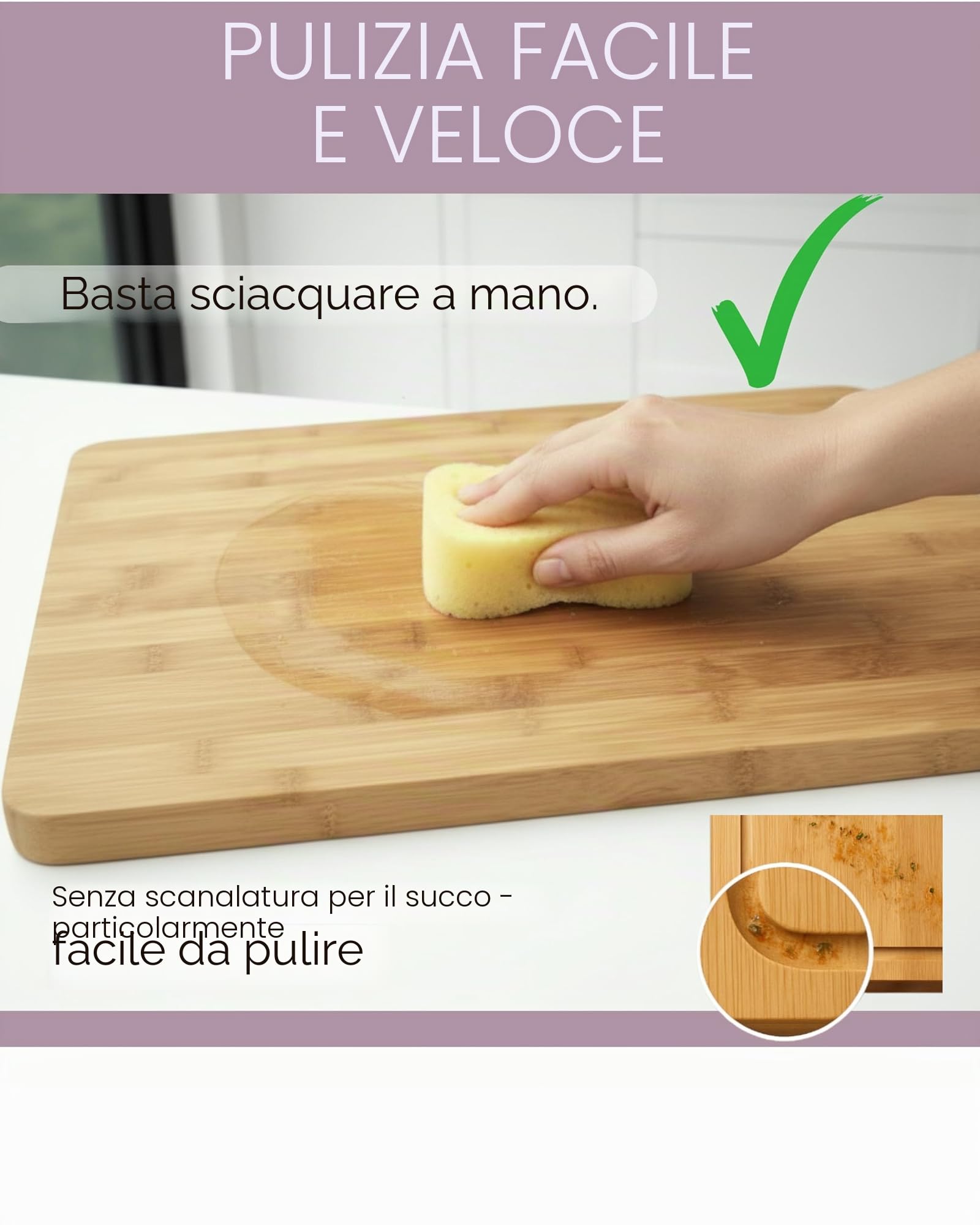 Tagliere in bambù | XXL – senza vernice o vernice | 60 x 40 x 3 cm | grande e naturale | reversibile | tavola in legno massello | durevole e delicato sui coltelli – antibatterico senza