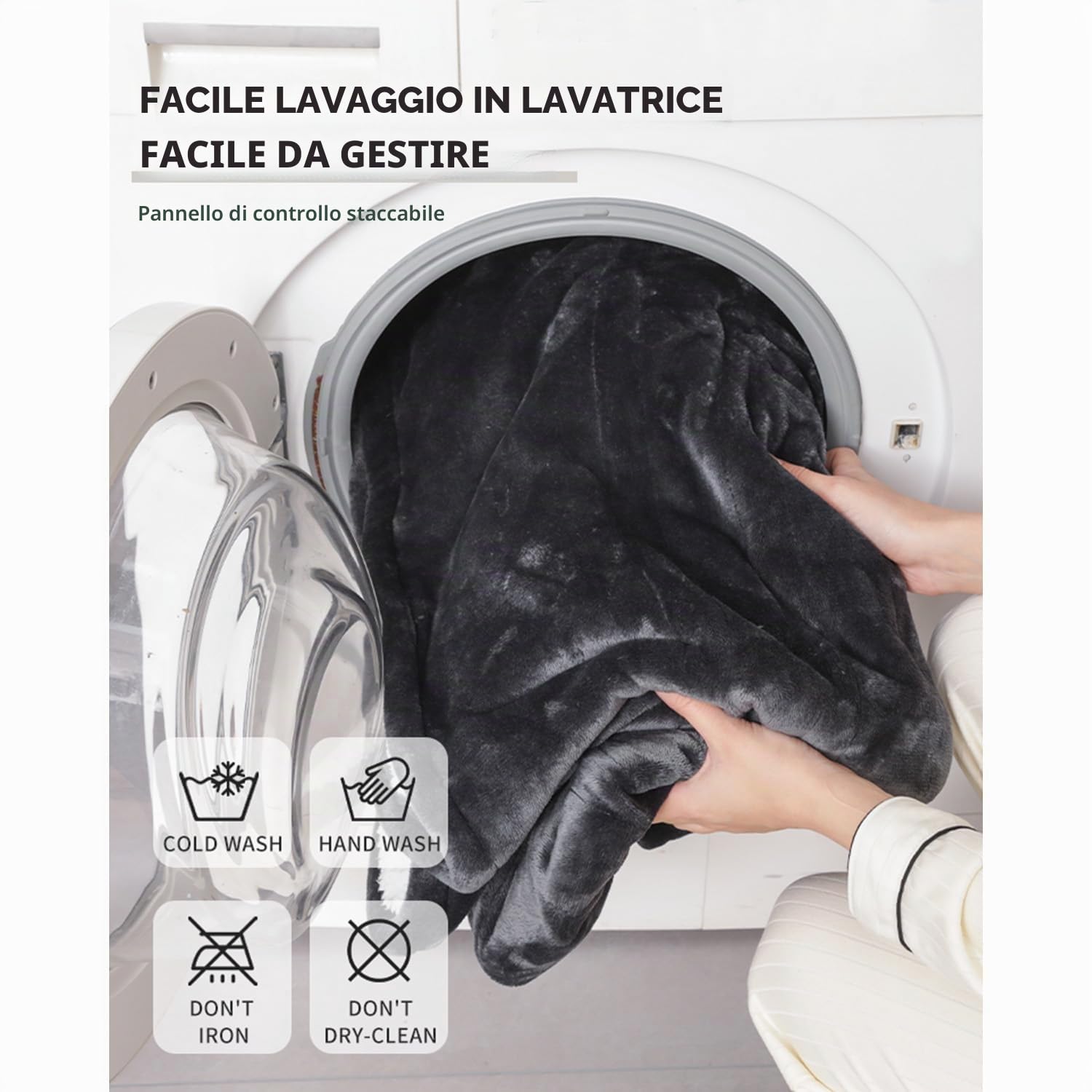 Coperta riscaldante con maniche, 130 × 180 cm, 10 livelli di calore, fino a 12 ore di spegnimento automatico, in flanella lavabile, adatta per casa e ufficio, coperta elettrica per letto e