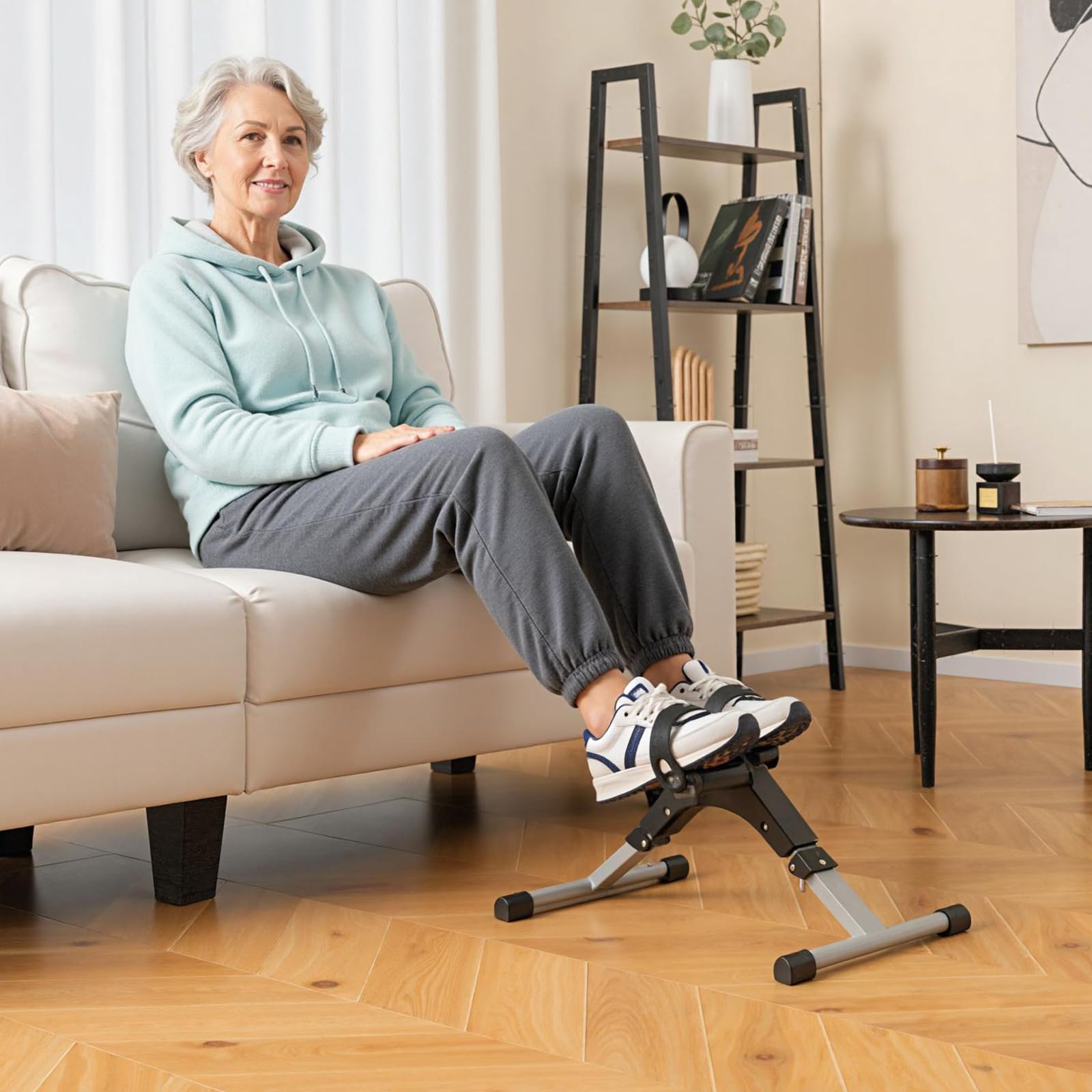 COSTWAY Pedaltrainer für Senioren, Arm und Beintrainer klappbar mit verstellbarem Widerstand & LCD-Display, Mini Heimtrainer unter dem Schreibtisch, Bewegungstrainer für Zuhause & Büro