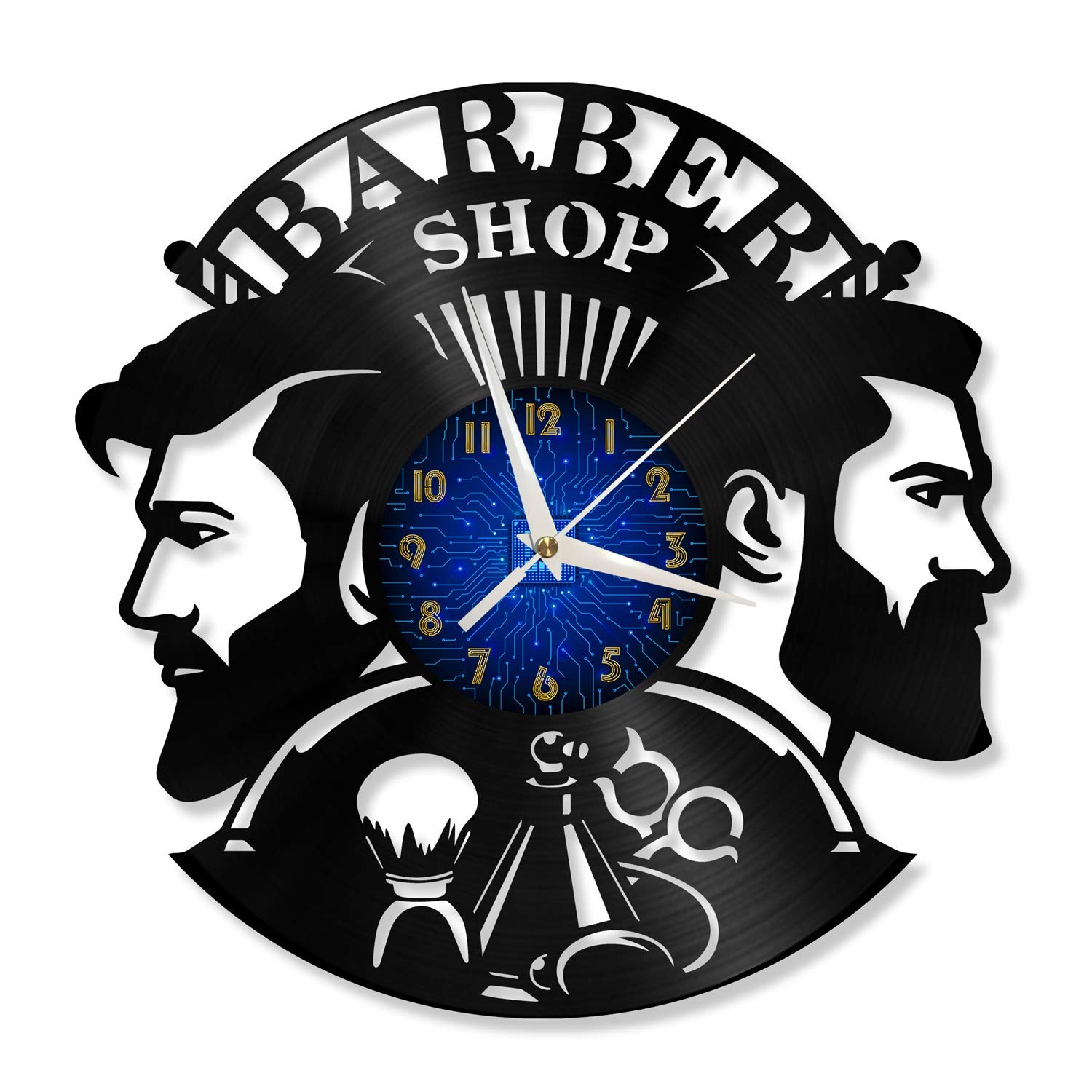 Horloge vinyle barber silencieuse 12 pouces mécanique à pile de précision