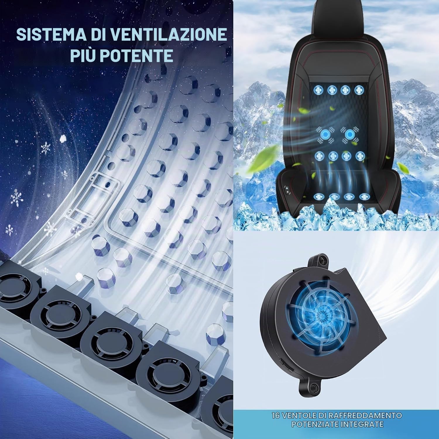 Coprisedile estivo per auto con cuscino massaggiante 3-in-1, cuscino rinfrescante ventilato per sedile auto, coprisedile per auto con raffreddamento frontale, 12V
