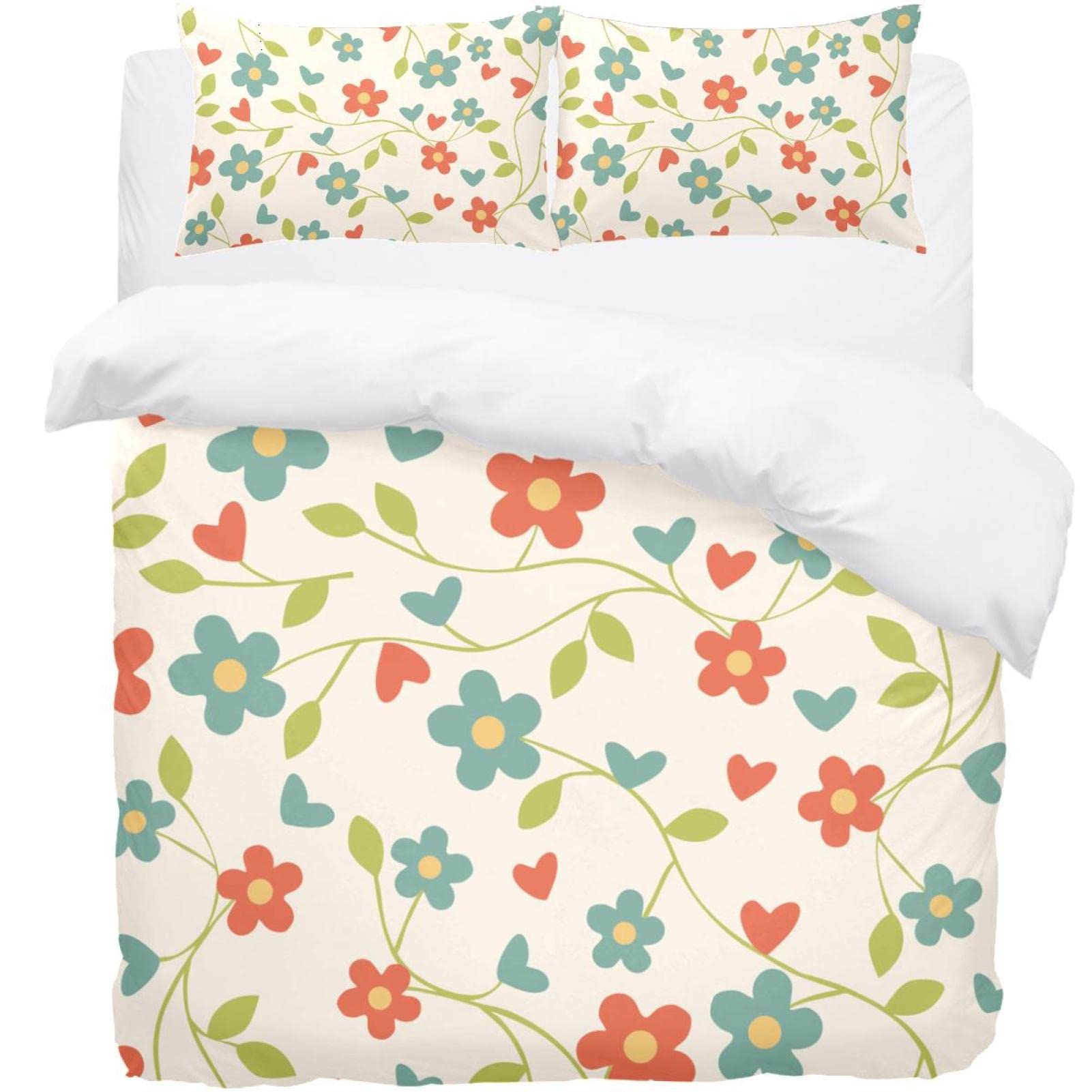 Parure de lit 3 pièces à motif floral haut de gamme pour grand lit King