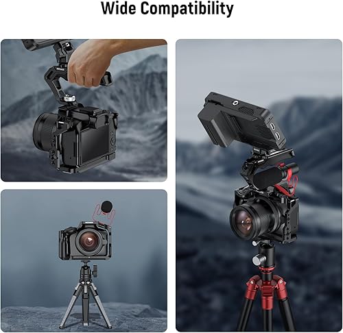 Miniatura 8 de NEEWER Jaula para cámara R50 compatible con Canon EOS R50, plataforma de video de aluminio con riel OTAN, roscas de 14", agujeros ARRI de 38",