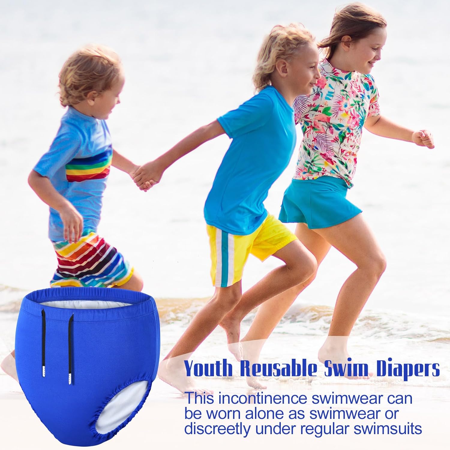 2 Pcs Youth Swim Diaper Special Needs Reusable Cloth Diaper Covers Waterproof Incontinence for Swimming,Unisex - Image 3