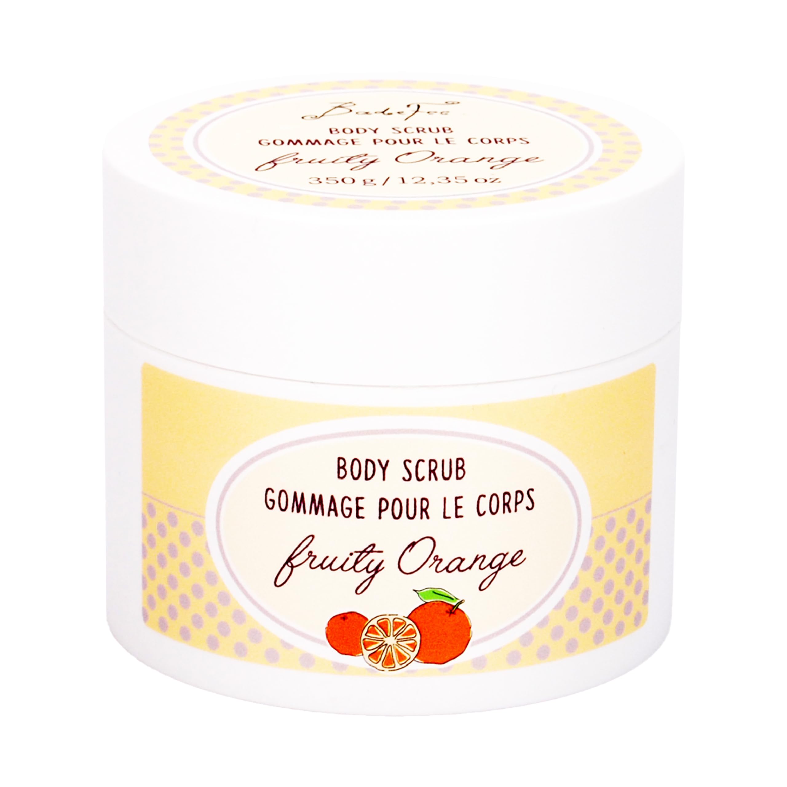 BadeFee, Fruity Orange Body Scrub 350 g, Body Scrub with Sea Salt, Almond Oil & Shea Butter
