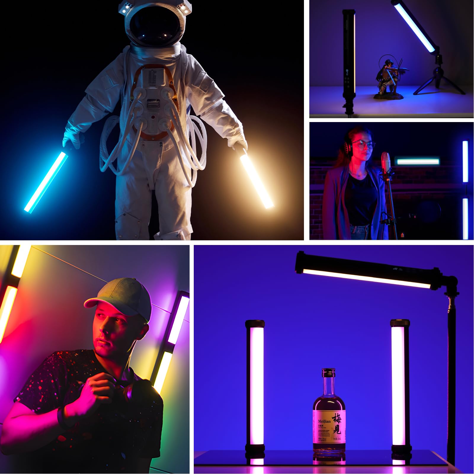soonpho Soonpho 4Pack P13 RGB LED Luce Video Stick Tubo Luci a Mano Luce Video Tubo con Caricatore per Treppiede Colore Completo 12 Effetti Luce 3200K~8500K Illuminazione Fotografia per TikTok, Stream