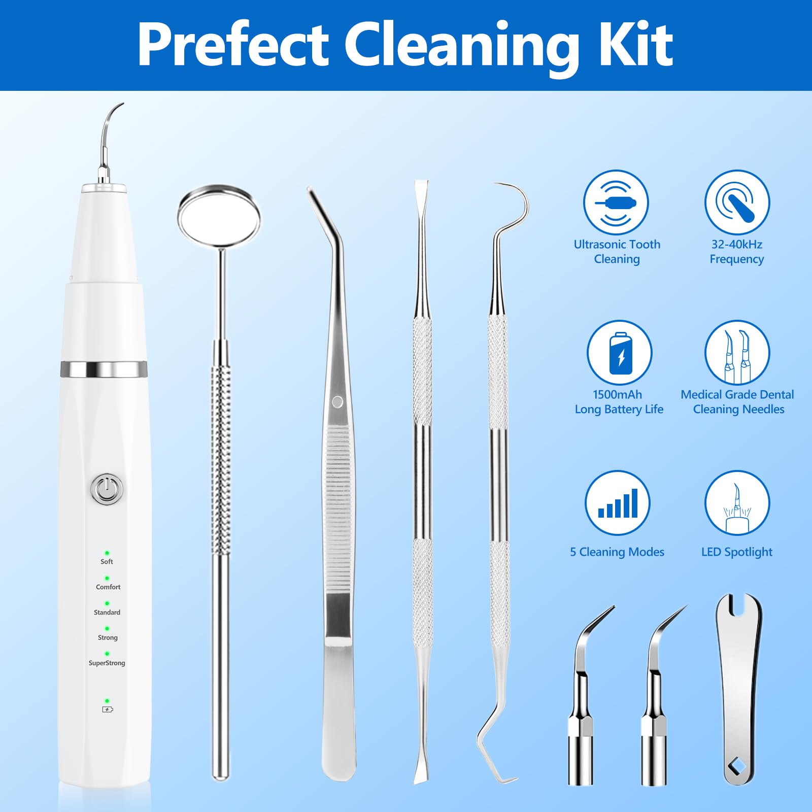 Eliminador de placa de perro para dientes, cepillo de dientes ultrasónico para mascotas, kit de limpieza de dientes, removedor de sarro para manchas de dientes para perros y gatos (blanco)