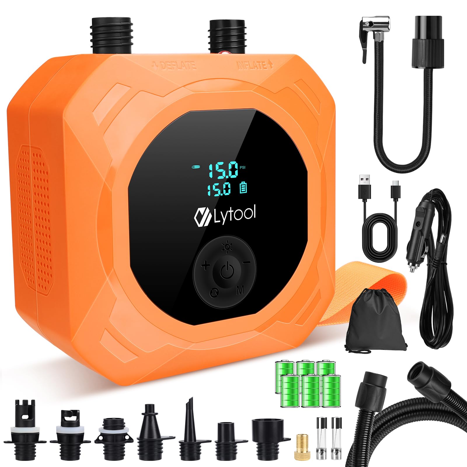 Pompa SUP Elettrica 50 PSI Alta Pressione, Gonfiatore Paddle 12V DC, Gonfiaggio e Sgonfiaggio Automatico a 3 Stadi, Arresto Automatico, Cavo Accendisigari 3M per SUP, Kayak,Materasso,Bici, Moto, Auto