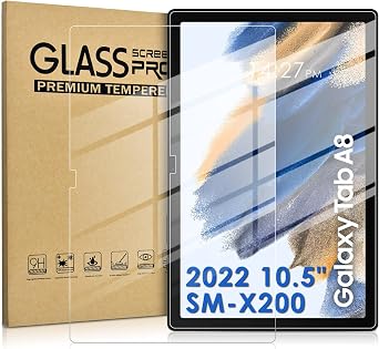 2-PACKDETUOSI Screen Protector for Samsung Galaxy Tab A8 10.5" 2022 SM-X200/ X205/ X207, Ultra-Clear/Case Friendly/Touch Sensitive/Bubble Free/Anti-Scratch Mica Galaxy Tab A8 10.5" Tempered Glass