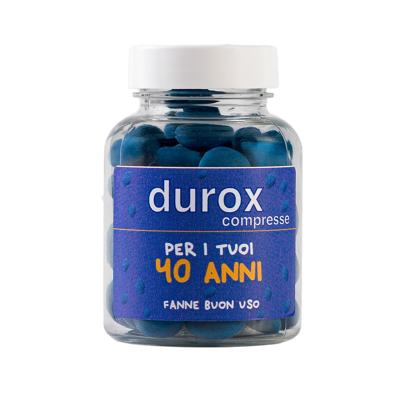 DUROX Compresse Blu 40 Anni – Scherzo Wiagras Goliardico per Uomo – Idea Regalo Divertente Compleanno 40 anni – Confetti Blu al Cioccolato – FANNE BUON USO