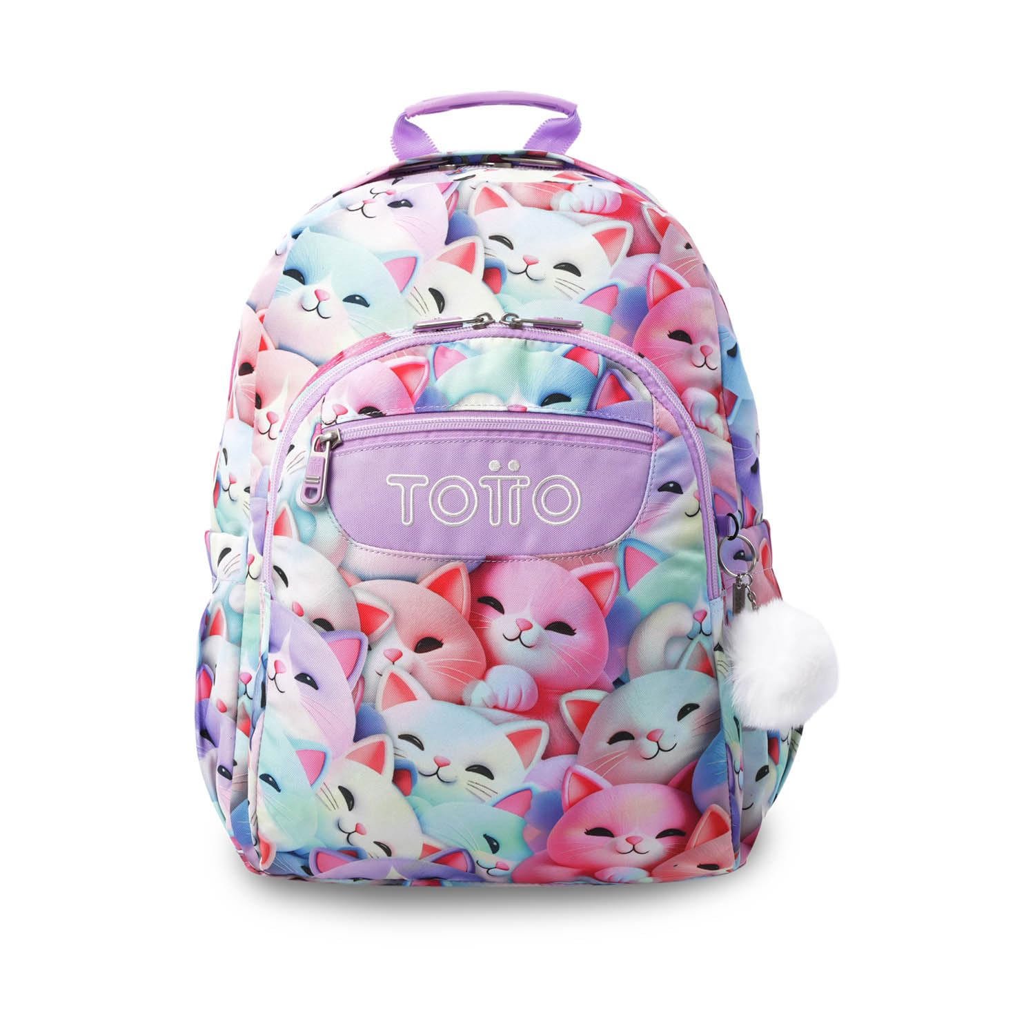 TOTTO - Mochila Escolar Adaptable a Carro, Modelo Acuareles, Capacidad 20 L, Bolsillo Pc 14", Bolsillos Botella, Espaldar Ergonómico con Flujo de Aire, Cómodas Correas en S, Estampado Mewsy 3D