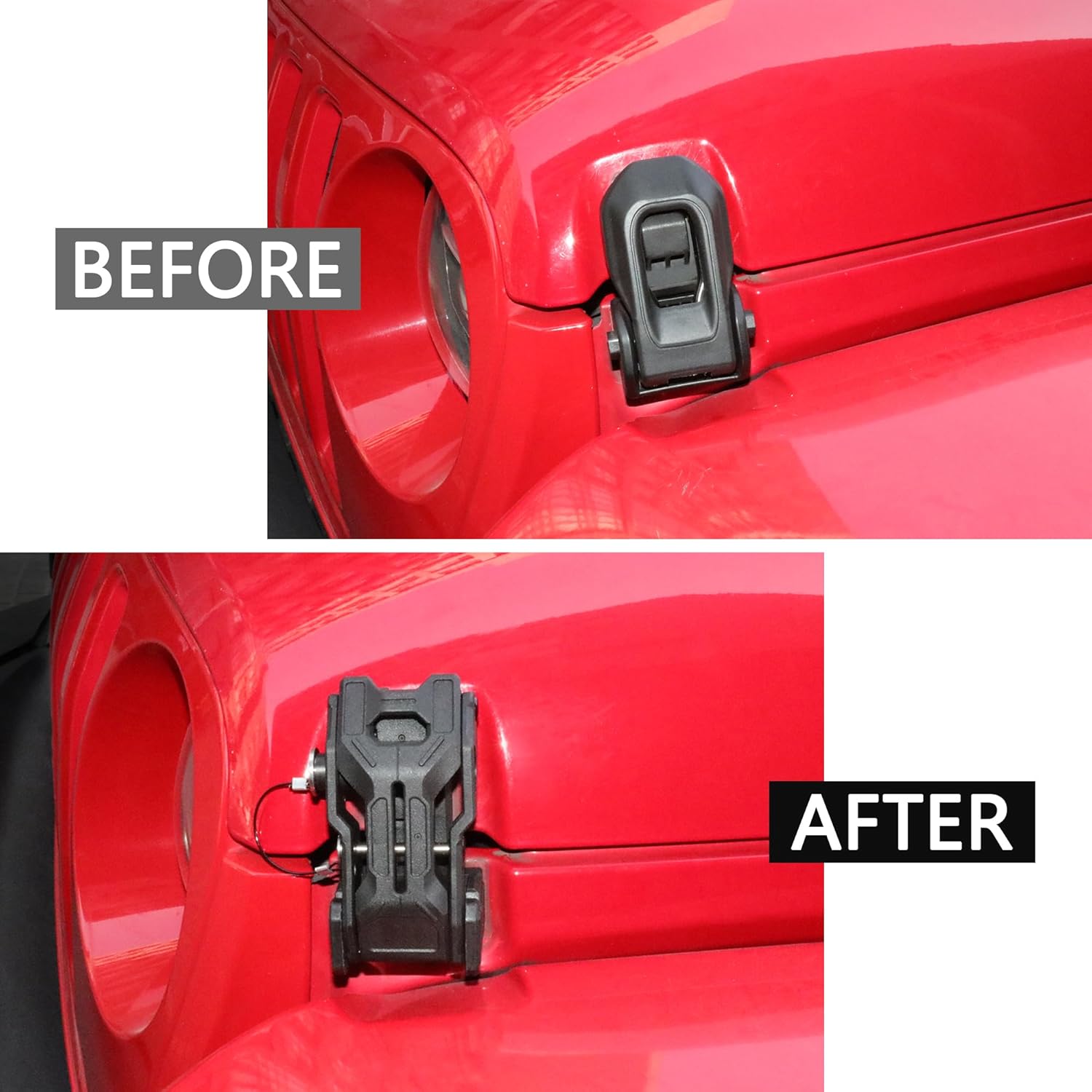 JL Hood Latches Lock for 2018-2025 Jeep Wrangler JL 4XE Jeep Gladiator JT Aluminum Locking Hood Latch Safety Catch Kit Replacement, Anti-Theft Hood Lock Catch Latches Accessories, 1 Pair with 2 Keys