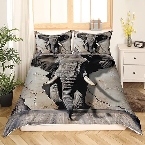 Miniatura 3 de Erosebridal Funda de edredón de elefante, tamaño matrimonial, funda de edredón de animales de safari africano para niños, adultos, hombres, vida