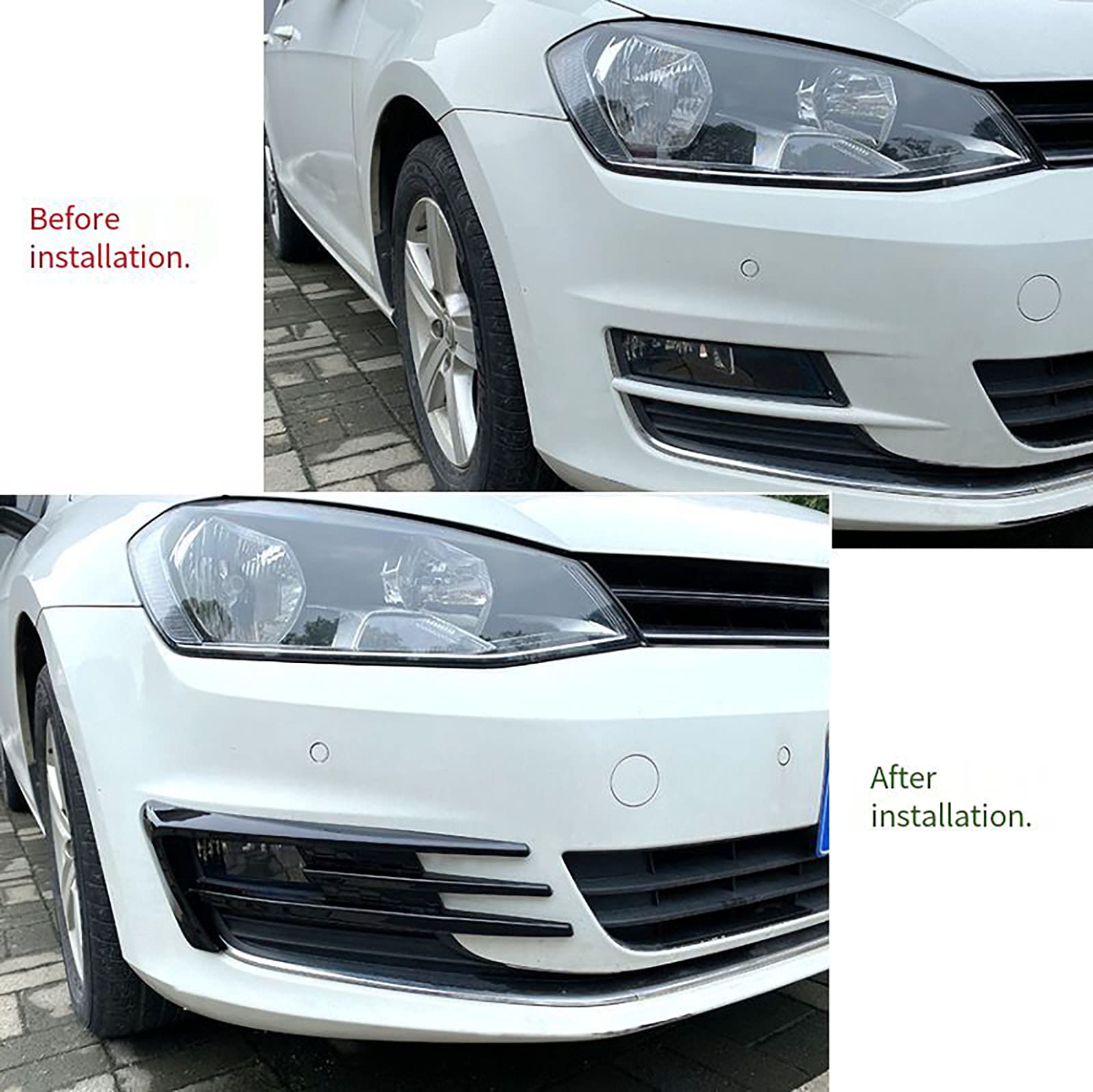 Ricambi Auto Modifica Esterna per VW Golf 7 2013-2016: Paraurti Anteriore Circonda Presa d'Aria Anteriore Spoiler Decorazione in Nero Lucido con Modello in Fibra di Carbonio in ABS