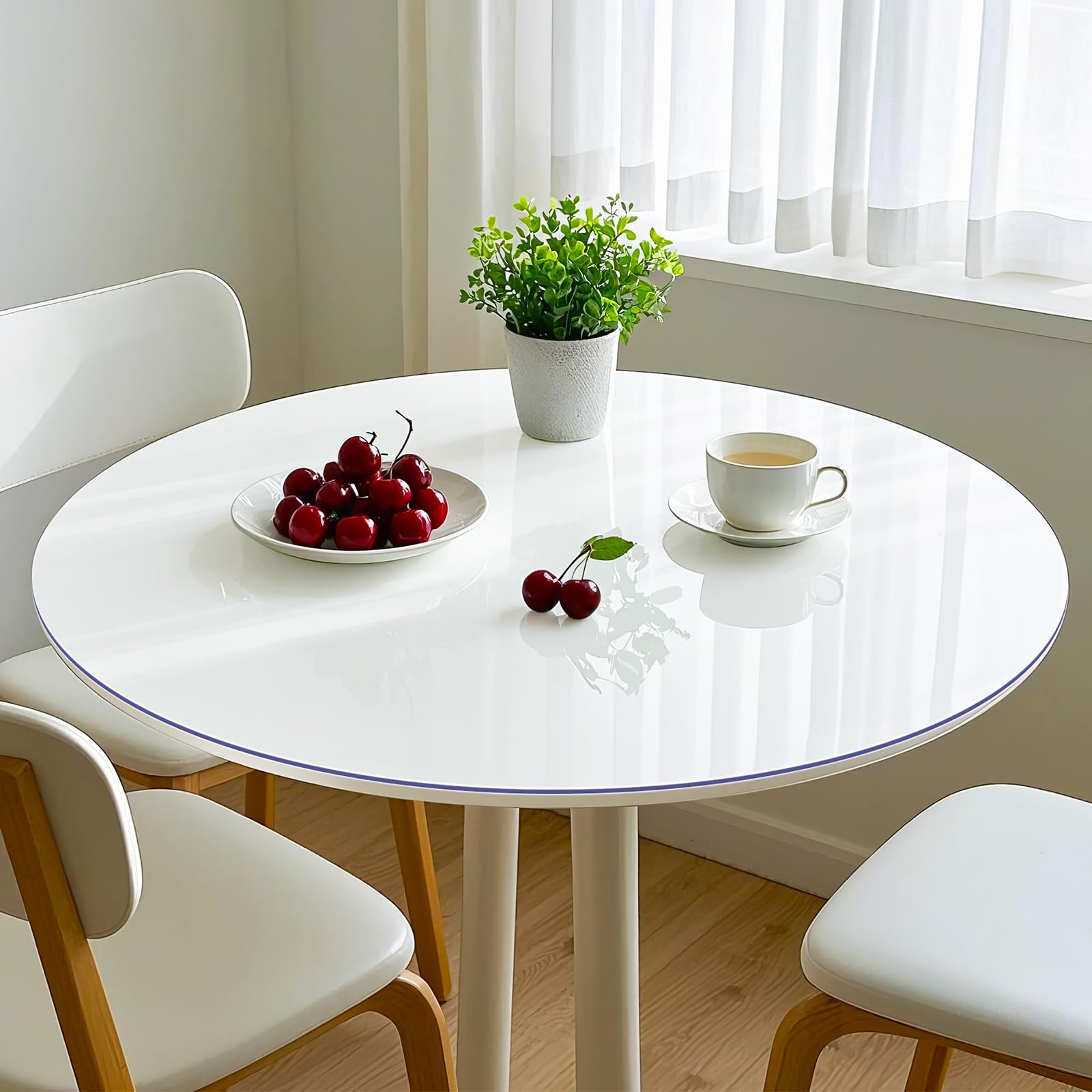 Warmstar Clear Table Cover Protector Dia. 36 Inch,1.5mm Thick Plastic Table Cover Round, PVC Clear Table Protector Water Resistant,Clear Table Pads for Dining Room,Coffee Table
