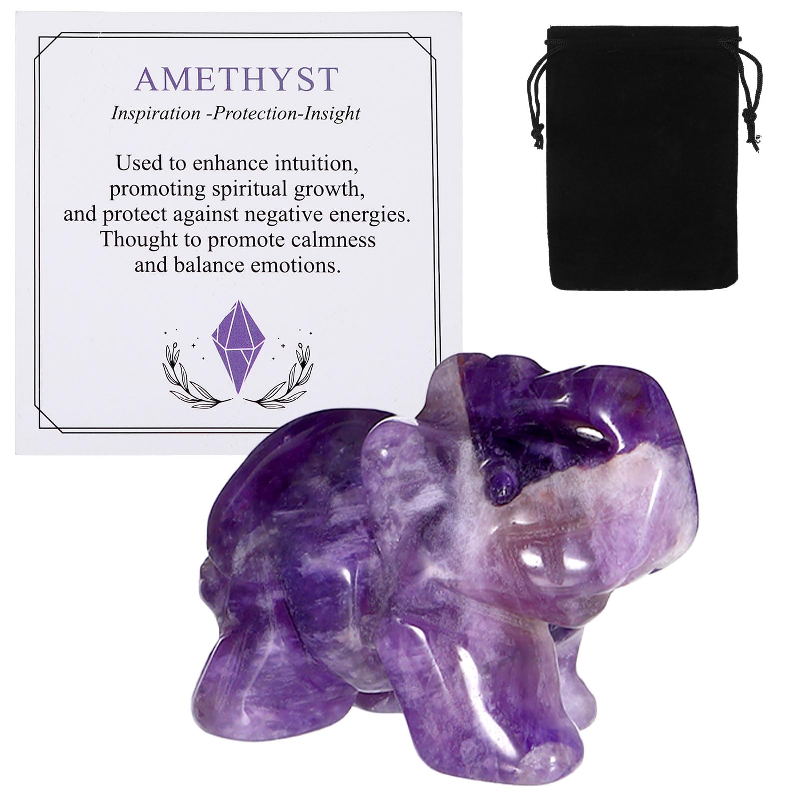 Amethyst Crystal Elephant Ornament, Elephant Crystal Gifts for Women, Cute Ornaments for Desktop Decorations, Crystal Elephant Gifts for Women/Man Christmas Birthday and Valentine's Day (Purple)