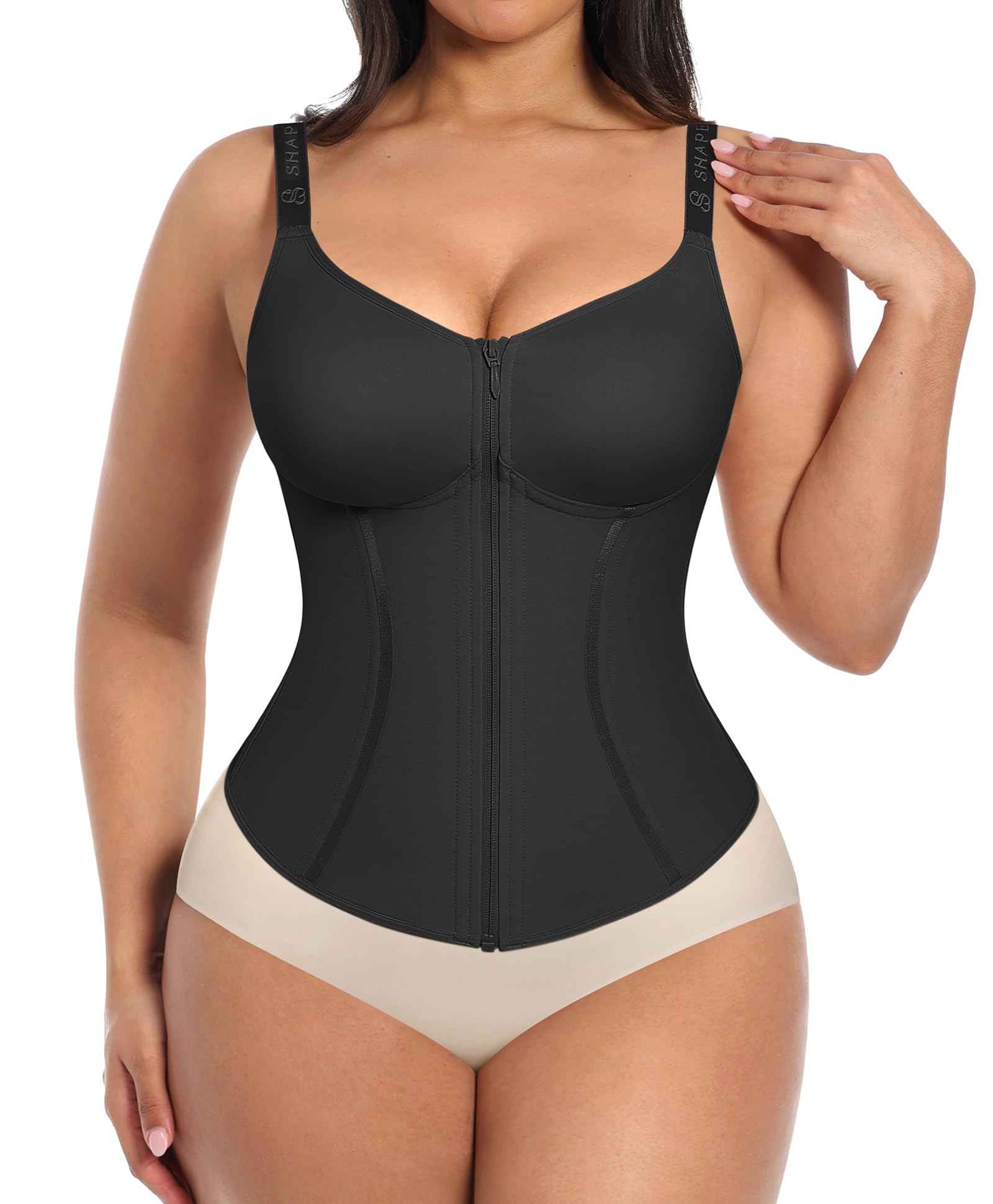 SHAPELLX Waist Trainer for Women Corset Top Tummy Control Shapewear Waist