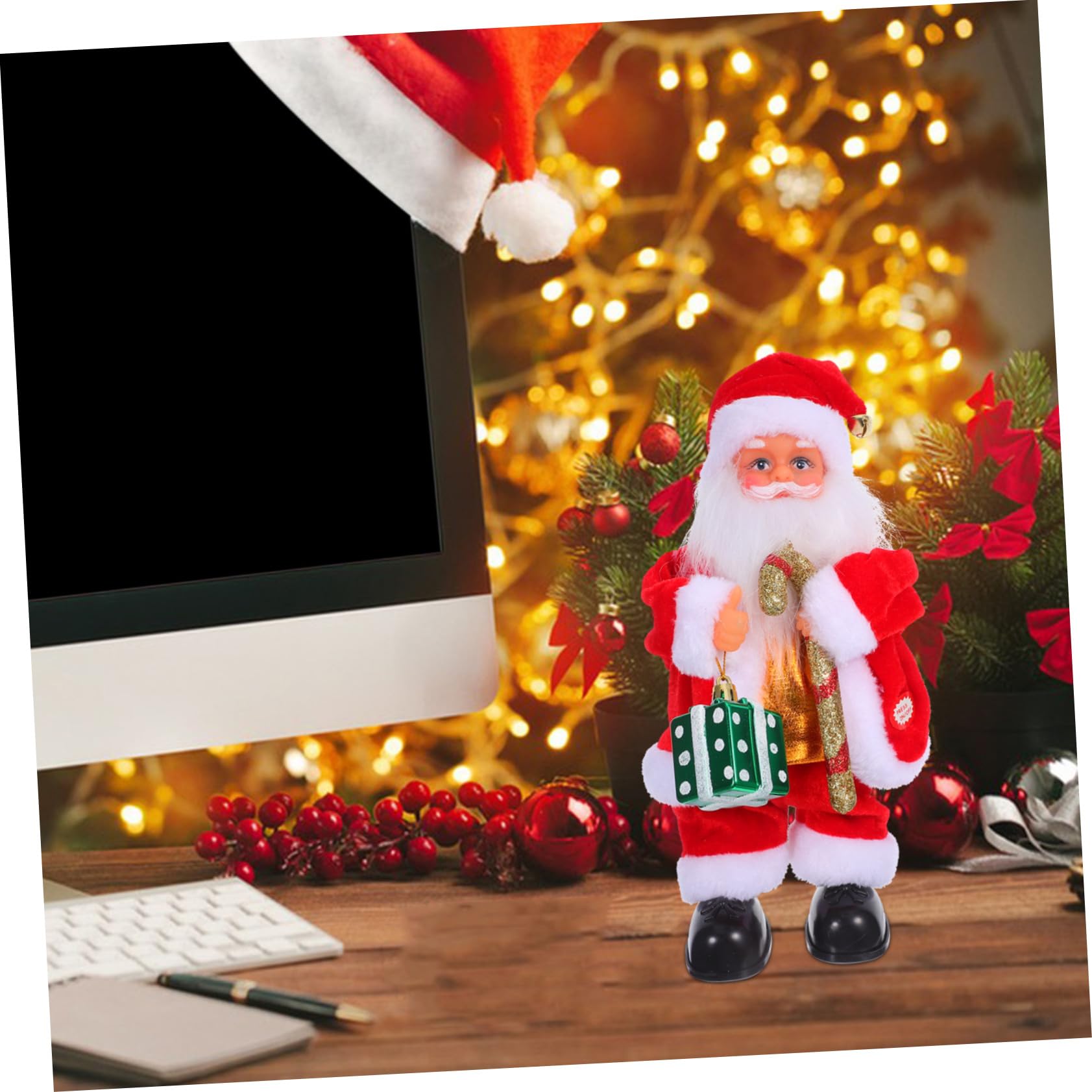 YARNOW Juguete de Papá Noel Eléctrico Musical Adorno Navideño Decorativo Juguete para Fiestas Infantiles y Celebraciones Festivas