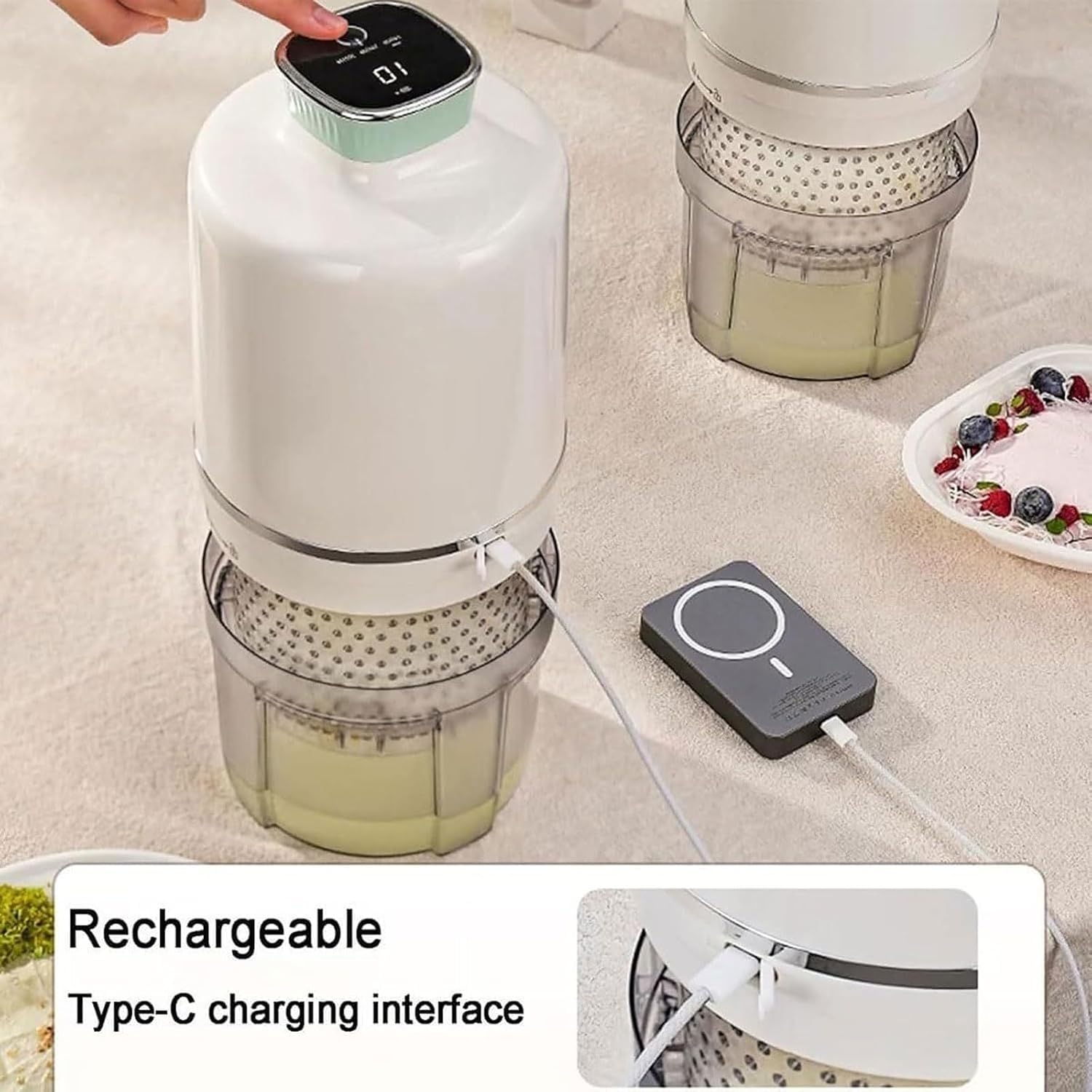 Colino per yogurt elettrico 1100 ml, 2000 mAh, separatore per siero di latte con 3 modalità, filtro 450 mesh yogurt greco denso e latte di soia. Facile da pulire e da