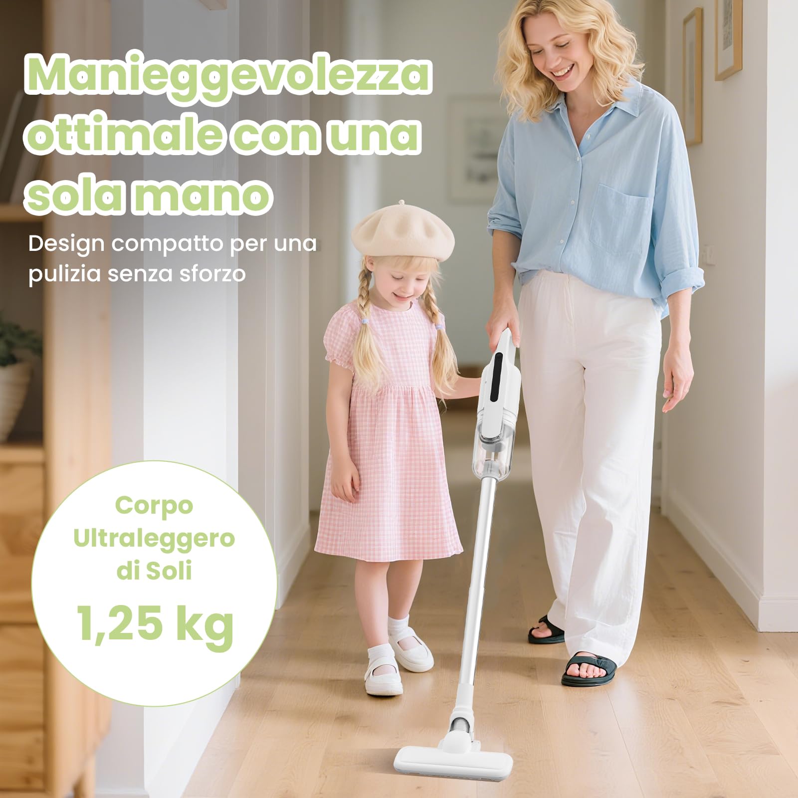 Suirviz U5PRO Aspirapolvere Senza Fili, 28,000Pa Potente Aspirazione, 35Min di Autonomia, Scopa Elettrica Ultra Leggera con Filtro HEPA, Testa Rotante, per Peli di Animali, Pavimenti Duri, Casa e Auto