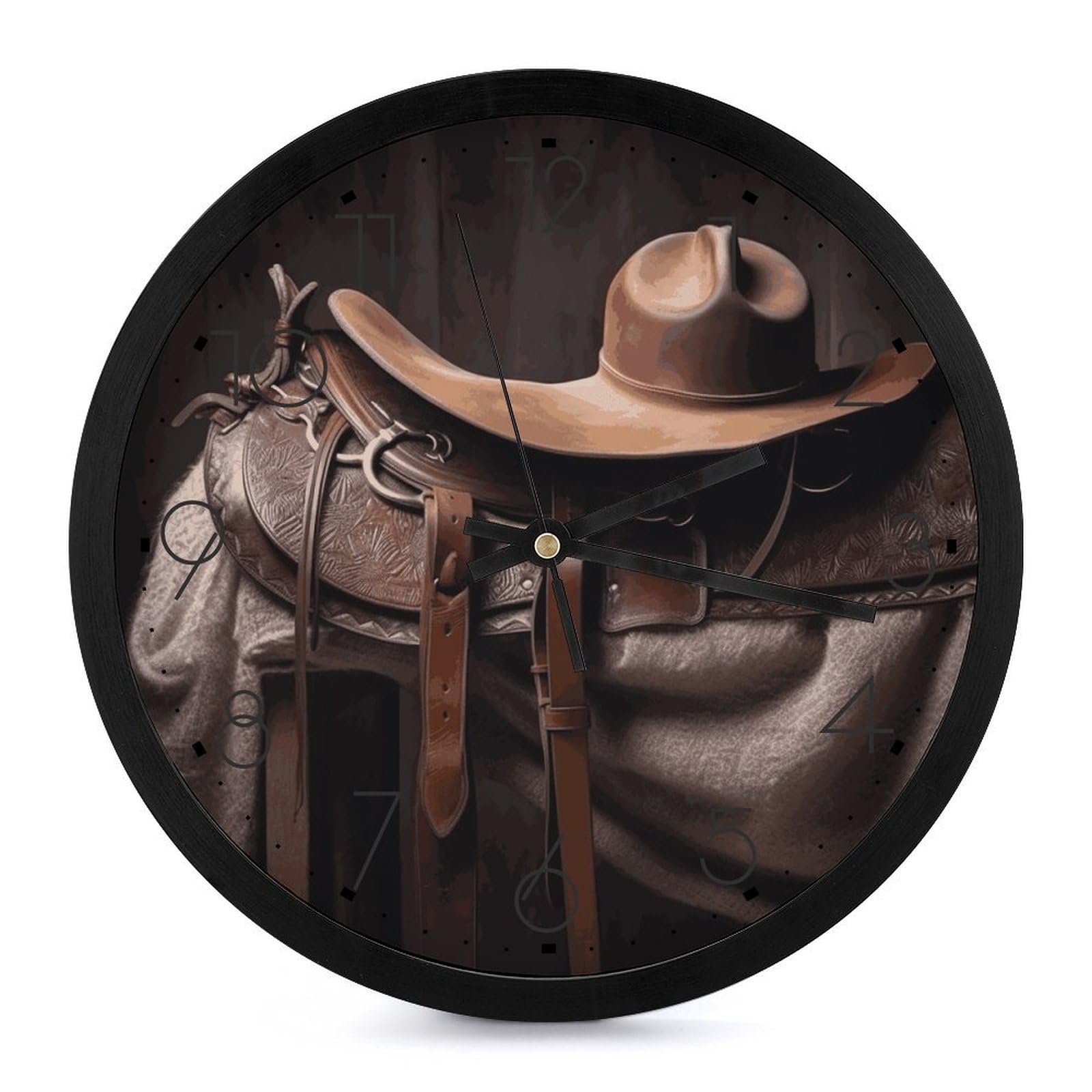 Horloge murale à piles style cowboy pour sublimer l'ambiance de votre grand salon