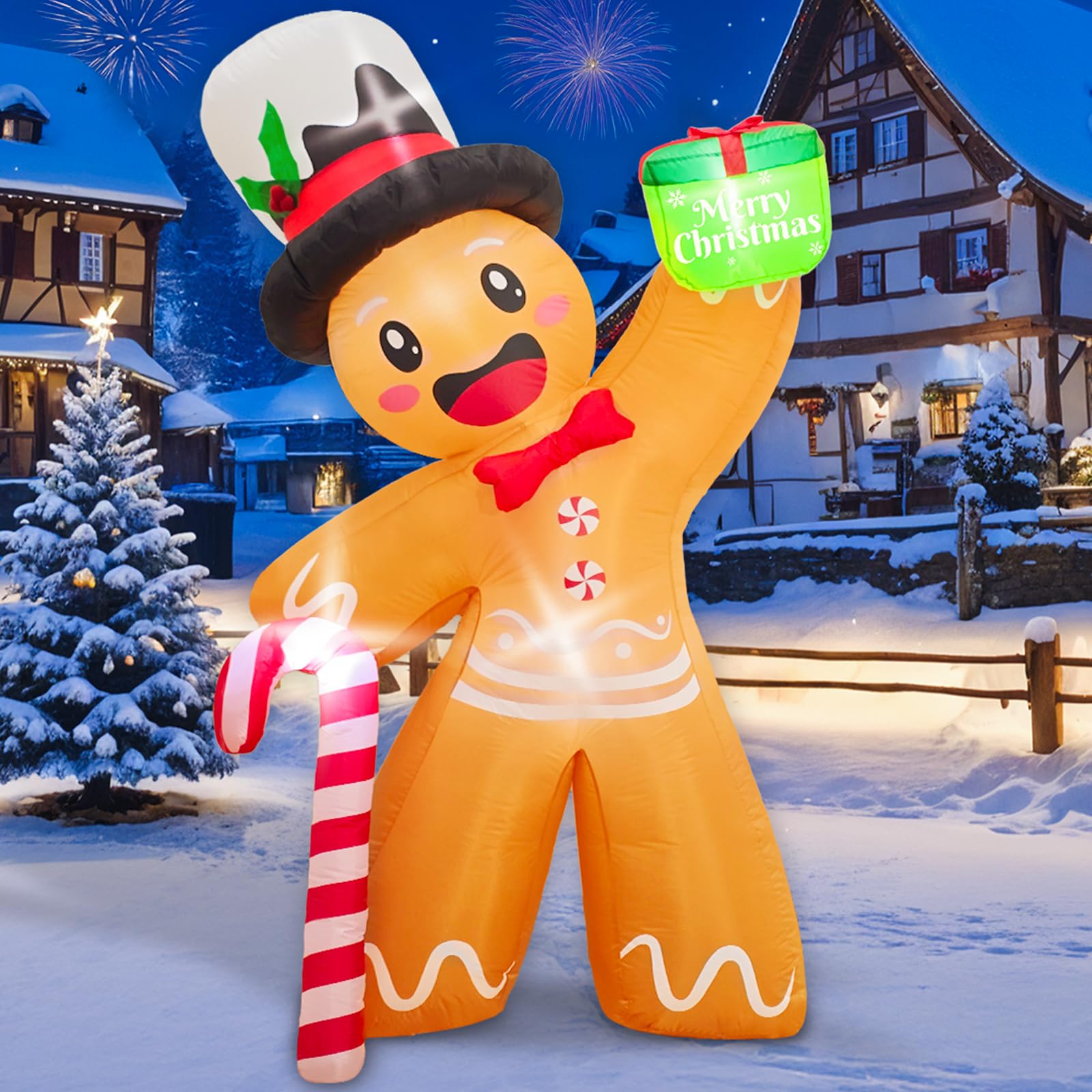 Pain d'épices gonflable de Noël de 1,8 m OurWarm pour émerveiller petits et grands