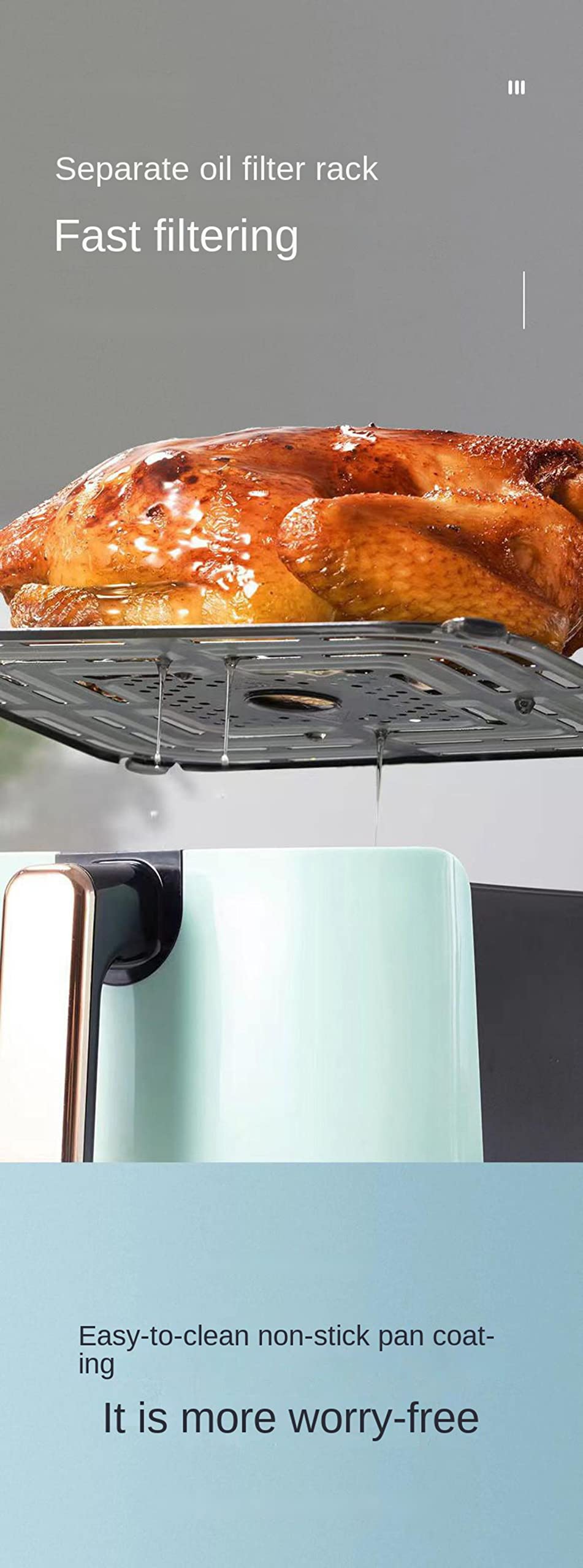 Frytownice powietrzne 5 l Kompaktowe frytkownice powietrzne 1200 W Piekarnik zapobiegający przywieraniu z szybkim obiegiem powietrza Ustawienie maks. 200 ℃ Bezolejowa frytownica Niski poziom hałasu,