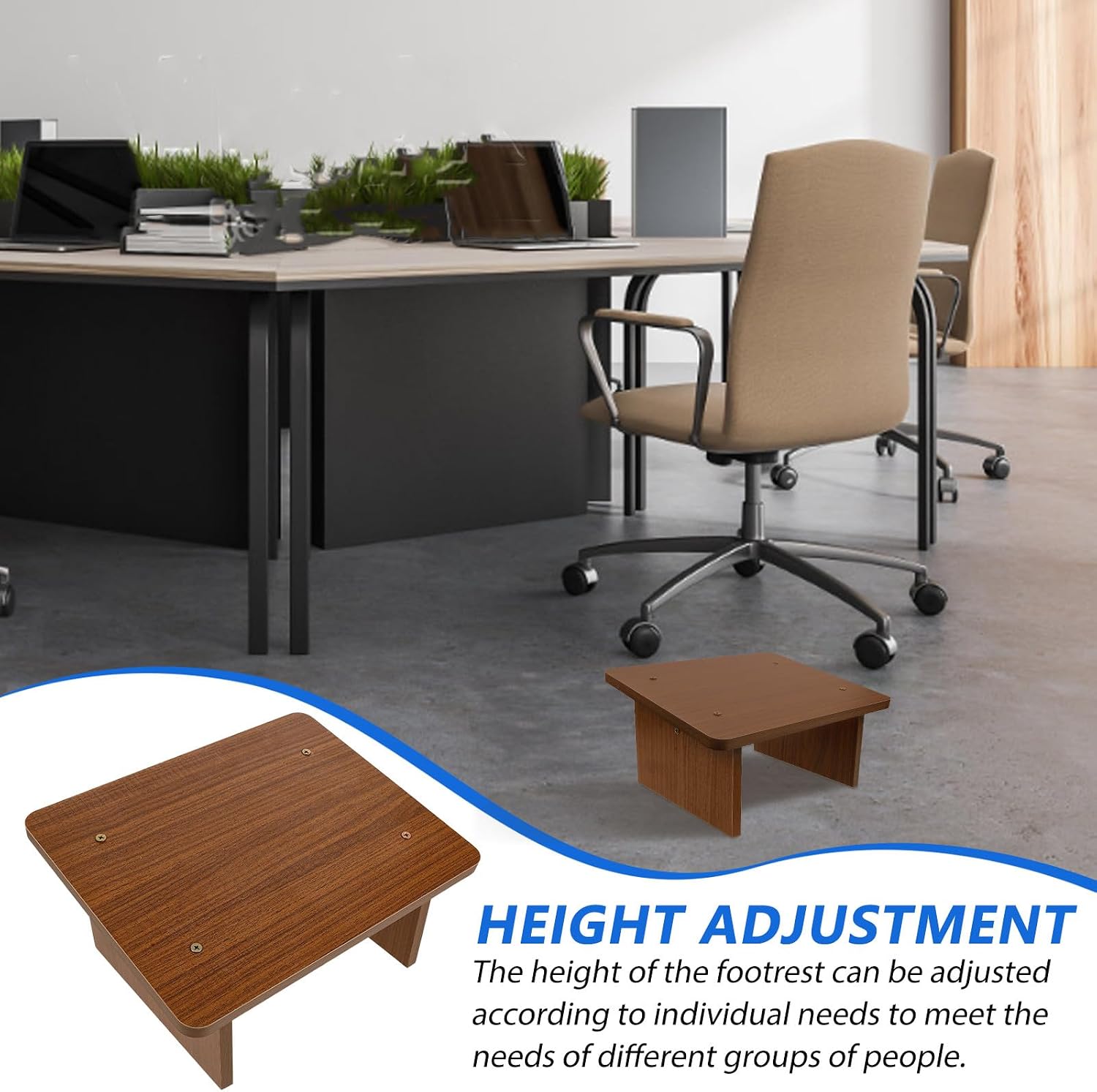 Wood Foot Stool Footrest Small Non-Skid Raised Footrest for Office Under Desk Feet Stand for Home and Work