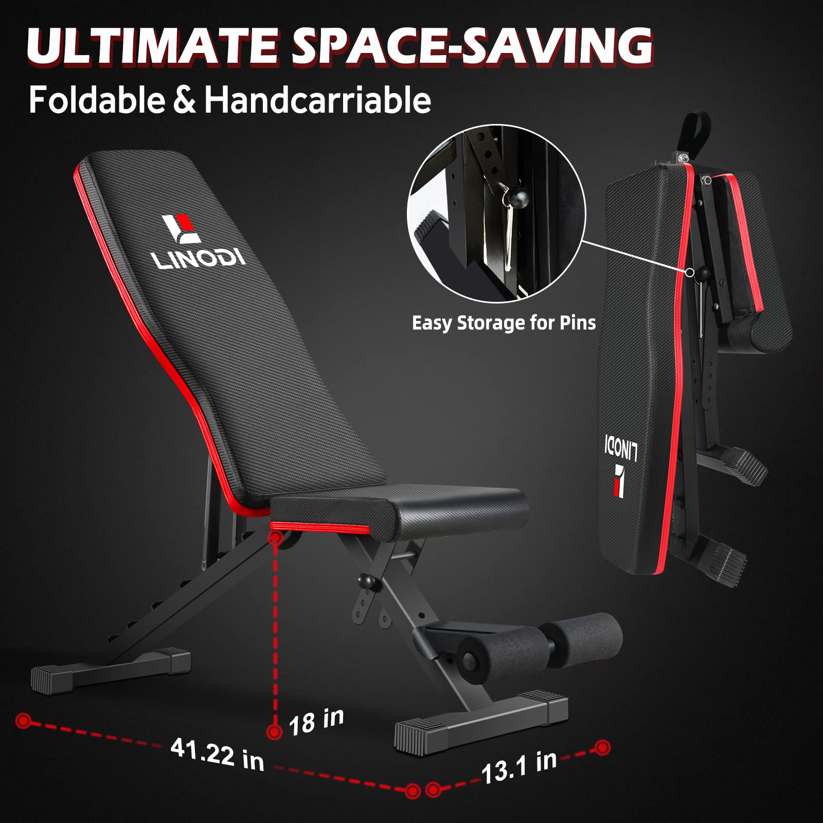 Adjustable Weight Bench for Home Gym & Full Body Workout | Foldable Incline Decline Flat Workout Bench for Full Body Strength Training, Dumbbell Press & Ab Exercises