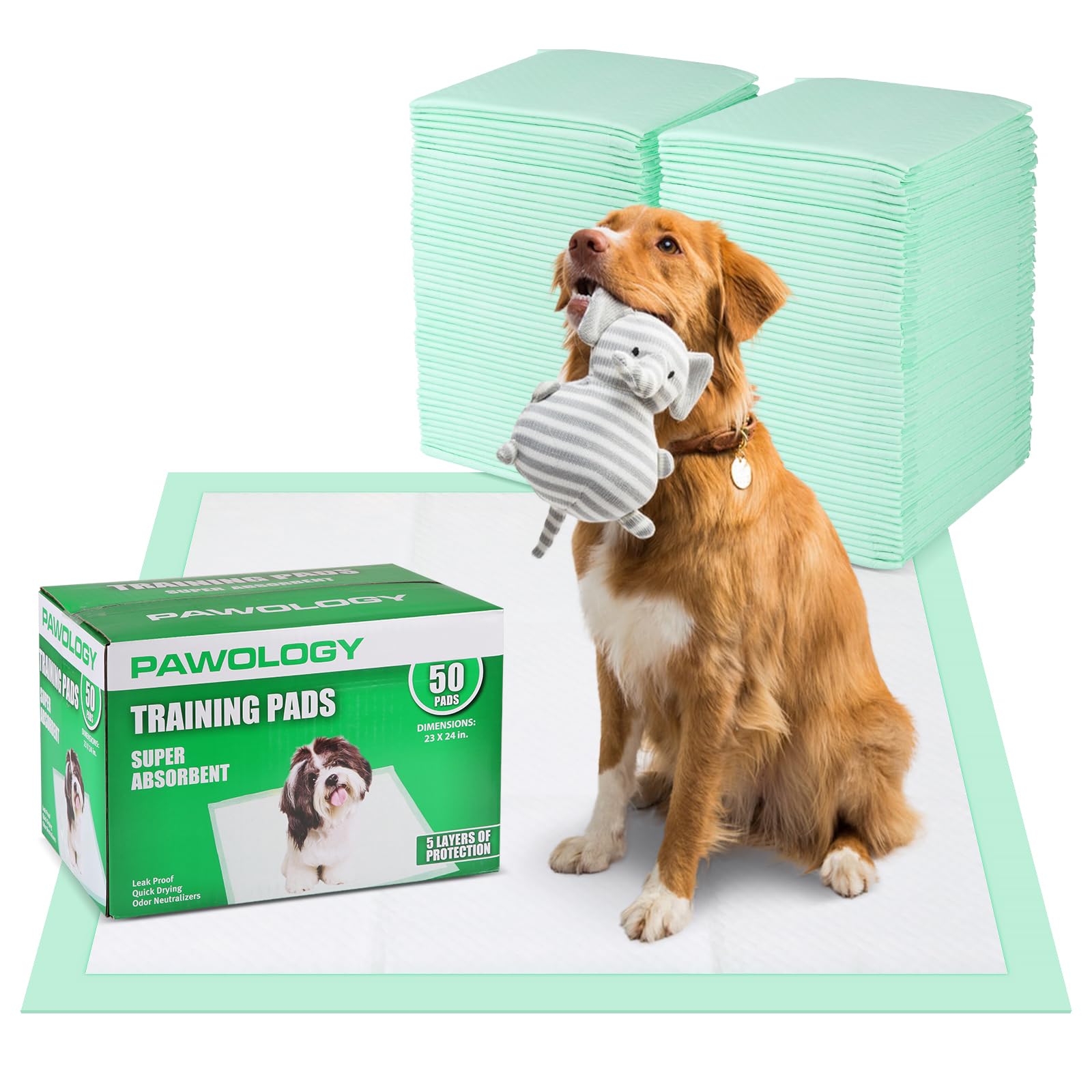 PAWOLOGY Puppy Pads Extra Large 30"x28", Dog Pee Pads with 5-Layer Super Absorbent Quick Dry Design, Leakproof Dog Traning Pads for Puppies, Cats,