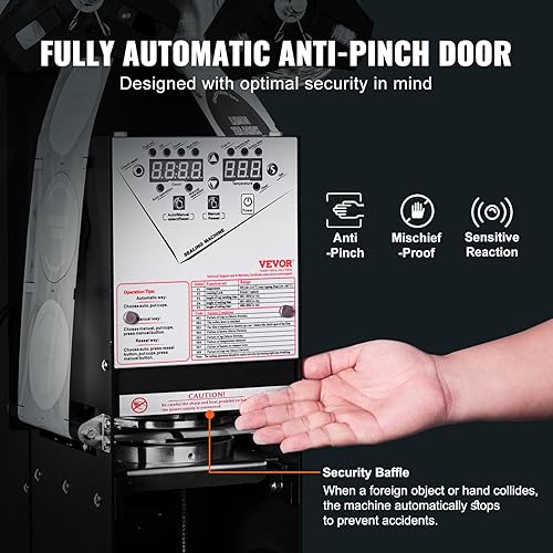 Miniatura 6 de VEVOR Máquina selladora de tazas, máquina selladora de tazas completamente automática, máquina selladora Boba 500-650 tazasH para tazas de 7.480 in