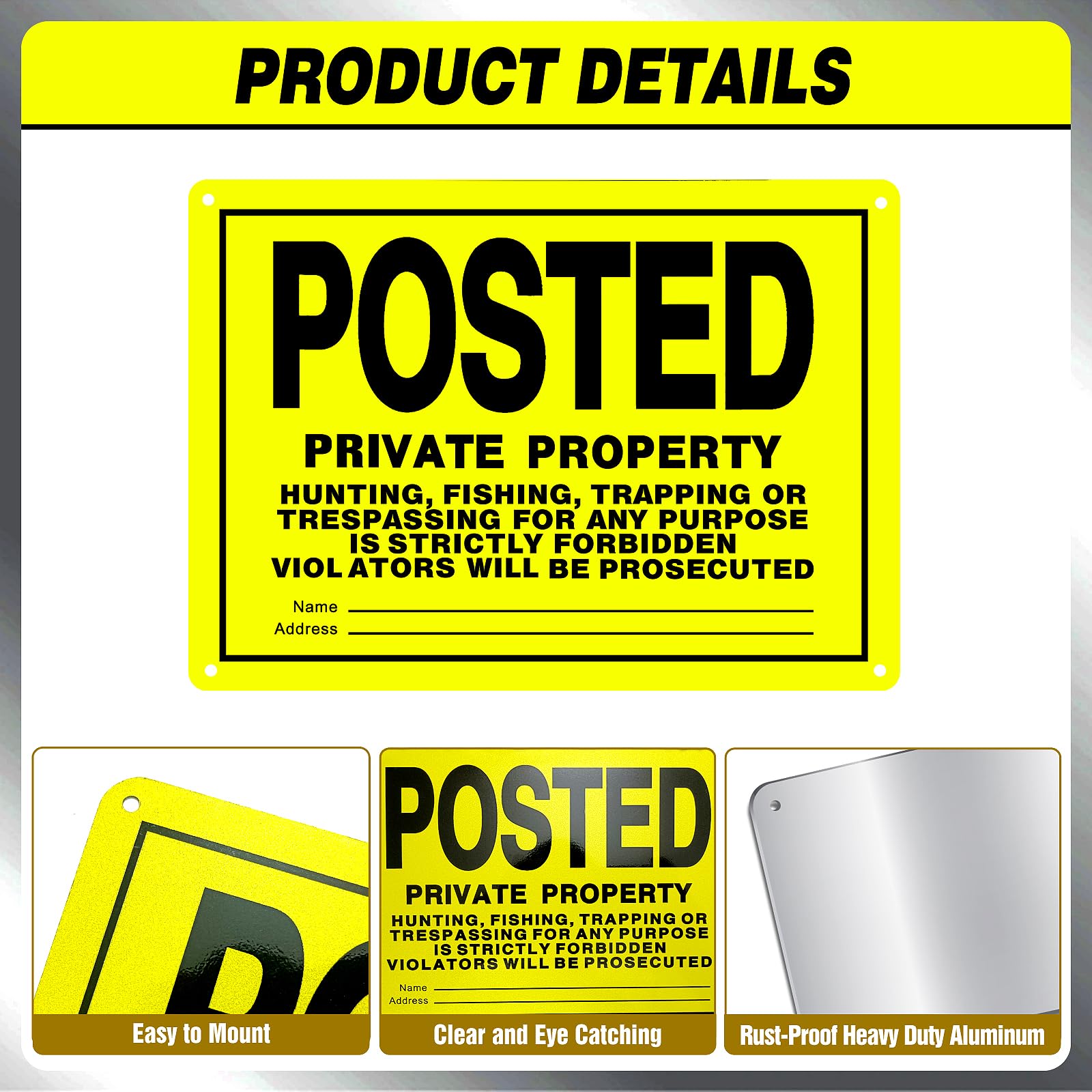 Lot de 20 panneaux « No Trespassing » - Propriété privée