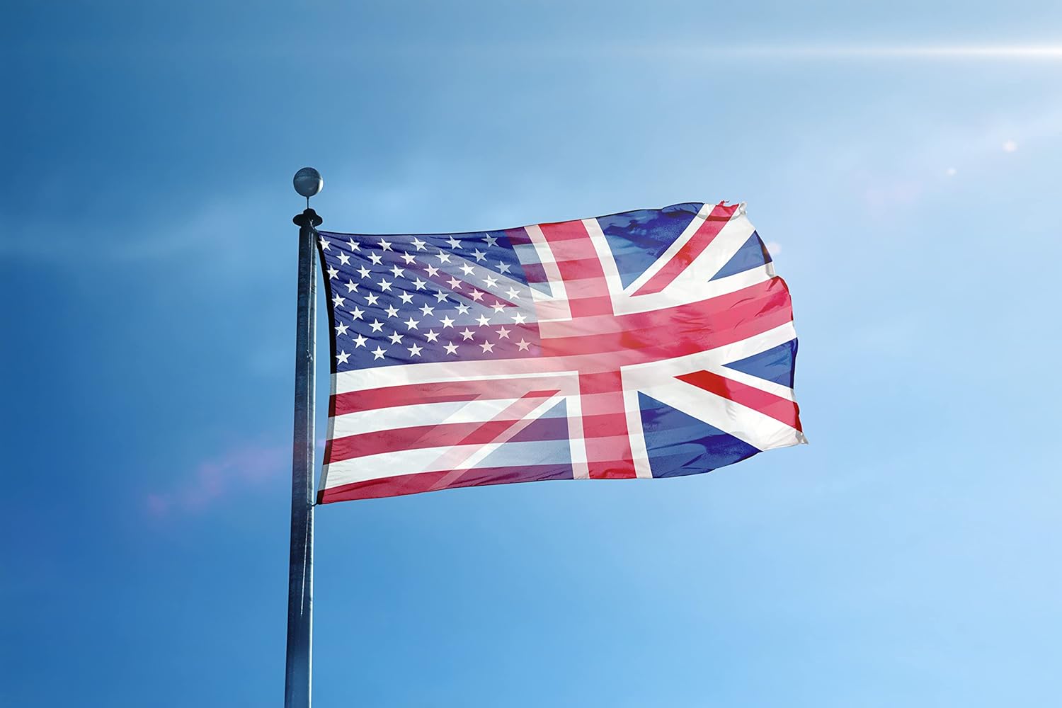 3x5 ft British American Hybrid Flag: 100% Polyester Banner, Brass Grommets & Strong Canvas Header, For Use Outdoor or Indoor