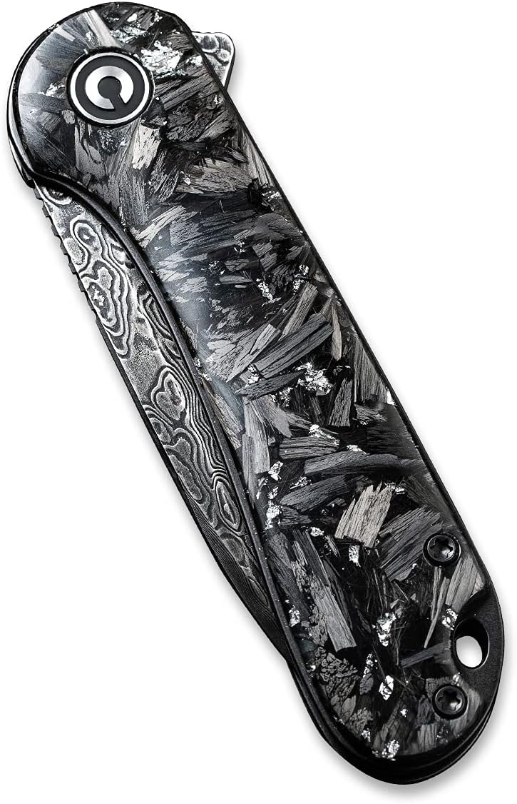 CIVIVI Elementum Folding Pocket Knife for Men, 2.96" Damascus Blade Folder with Low Profile Pocket Clip for EDC C907C-DS2
