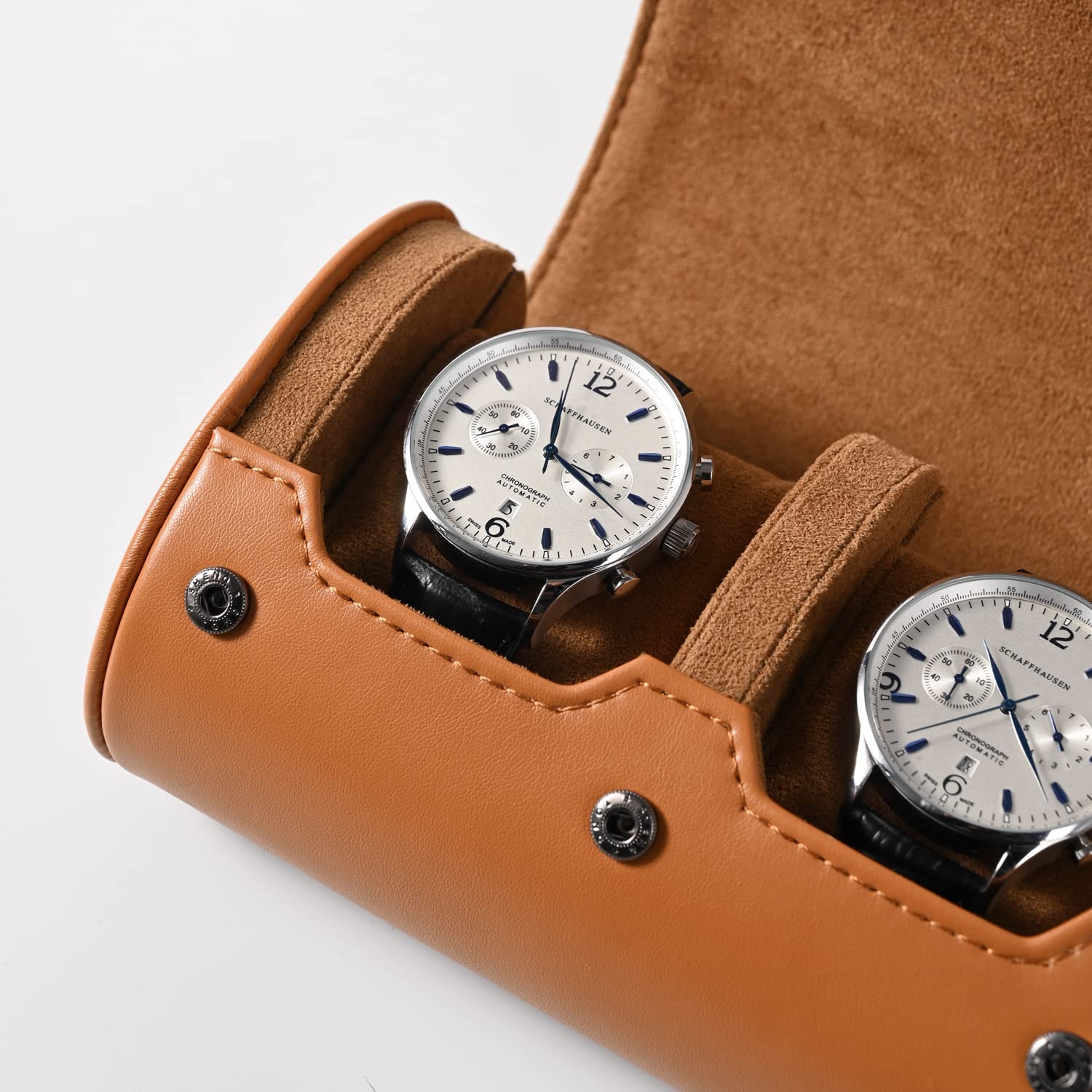 Oirlv Pu Pelle 3 Fessure Scatola Orologi, Scatola porta Orologi Uomo,Per Viaggio,Natale,Anniversario,Compleanno(Marrone)