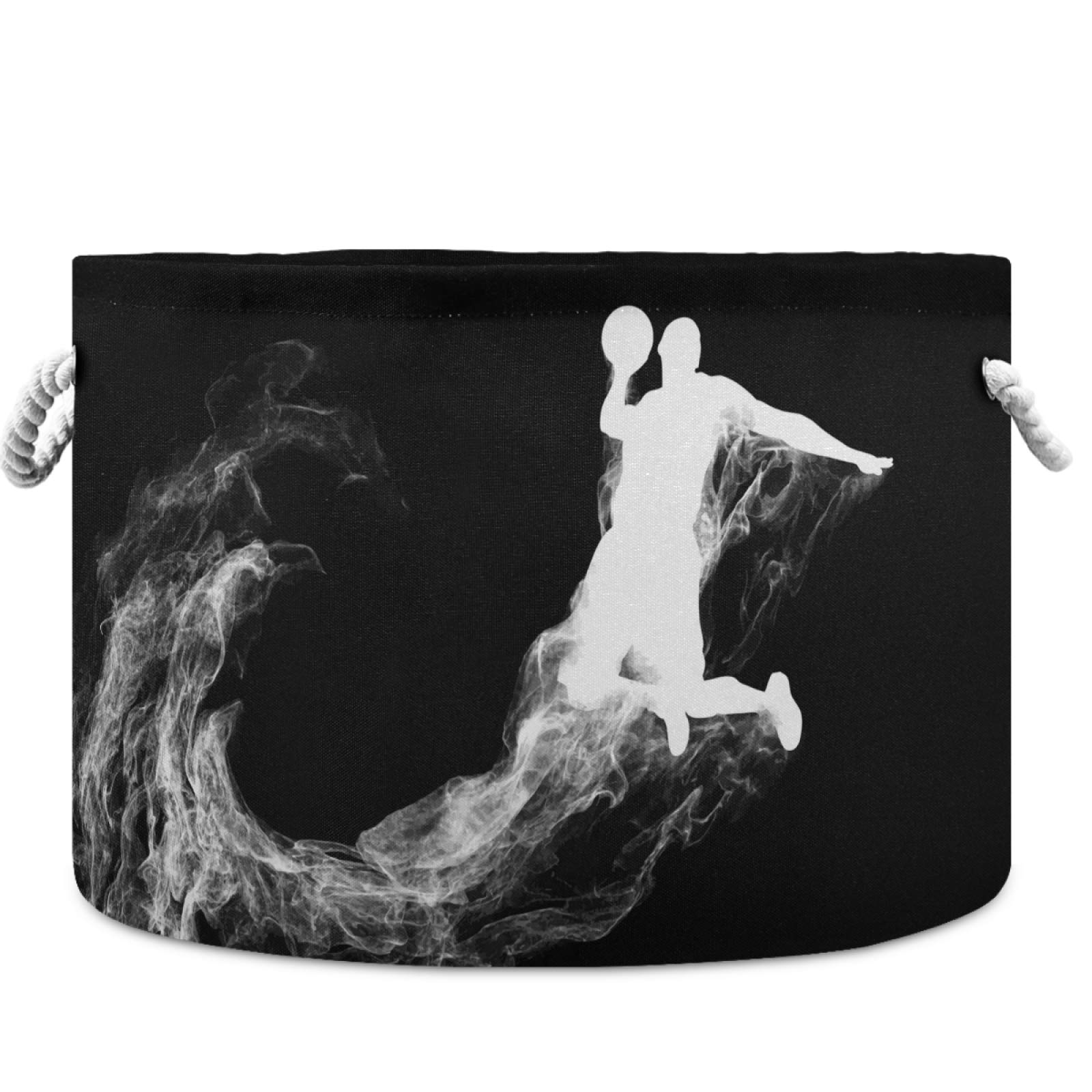 visesunny Basketball Player Jumping And Performs Slam Dunk Laundry Baskets Fabric Storage Bin Storage Box Collapsible Storage Basket Toy Clothes Shelves Basket for Bathroom,Bedroom,Nursery,Closet,Offi